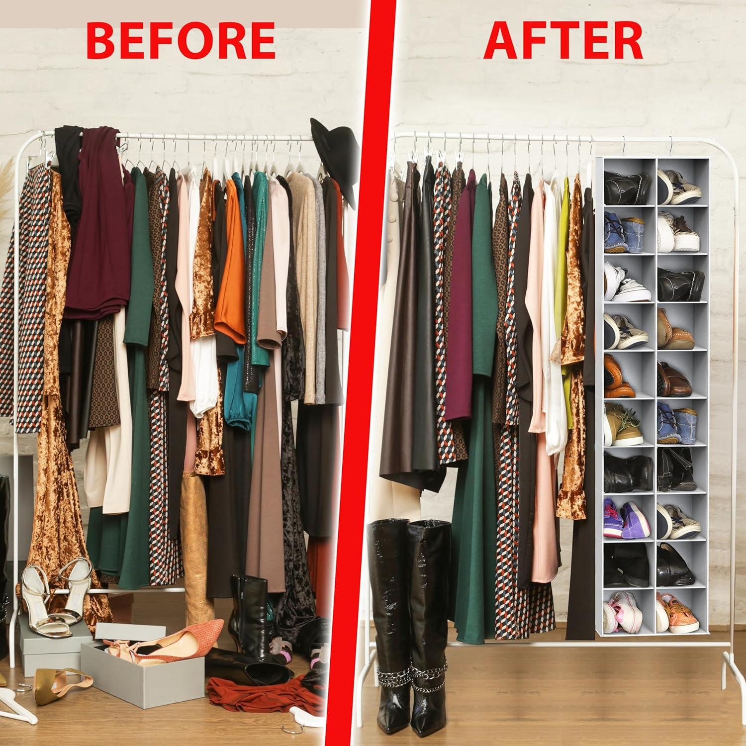 Organizador Colgante para Closet Simple Houseware 20 Secciones Gris