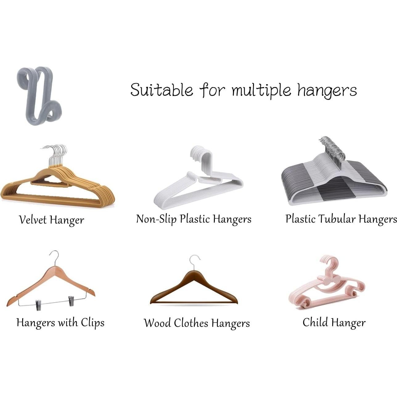 Ganchos Conectores de Percha MIXNEX Grises - Paquete de 6