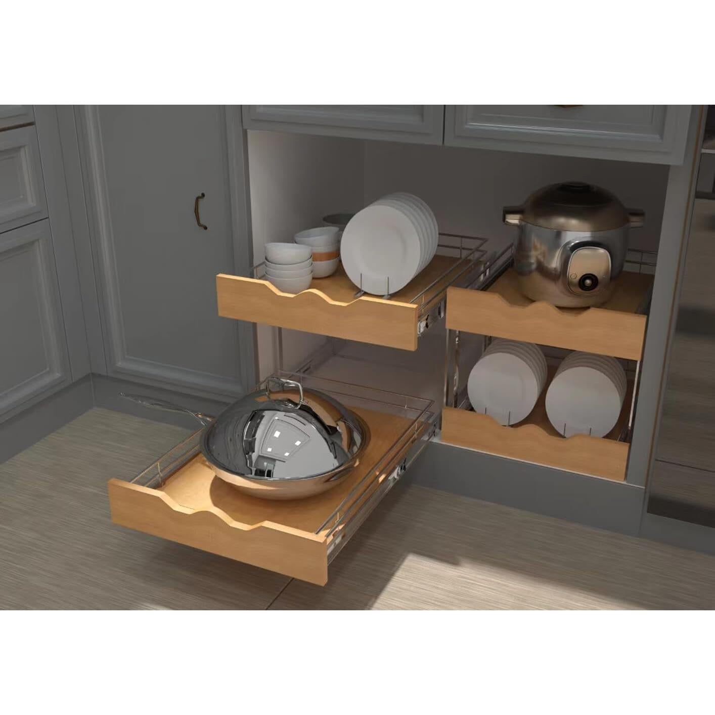 Organizador de Gabinete Extraíble DINDON 2 Niveles 43x53cm Cromado