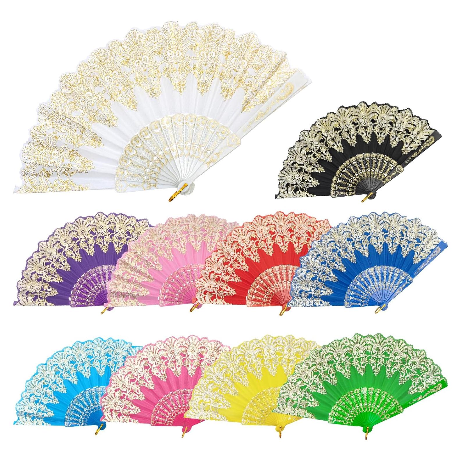 Abanicos Plegables de Mano EOSAU - 10 Colores Mezclados