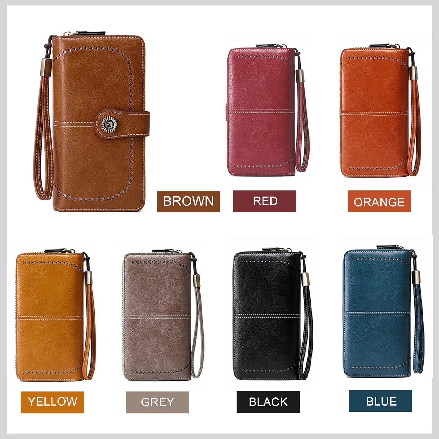 Cartera Bifold Mokoze Negra de Cuero PU con Correa y Cremallera