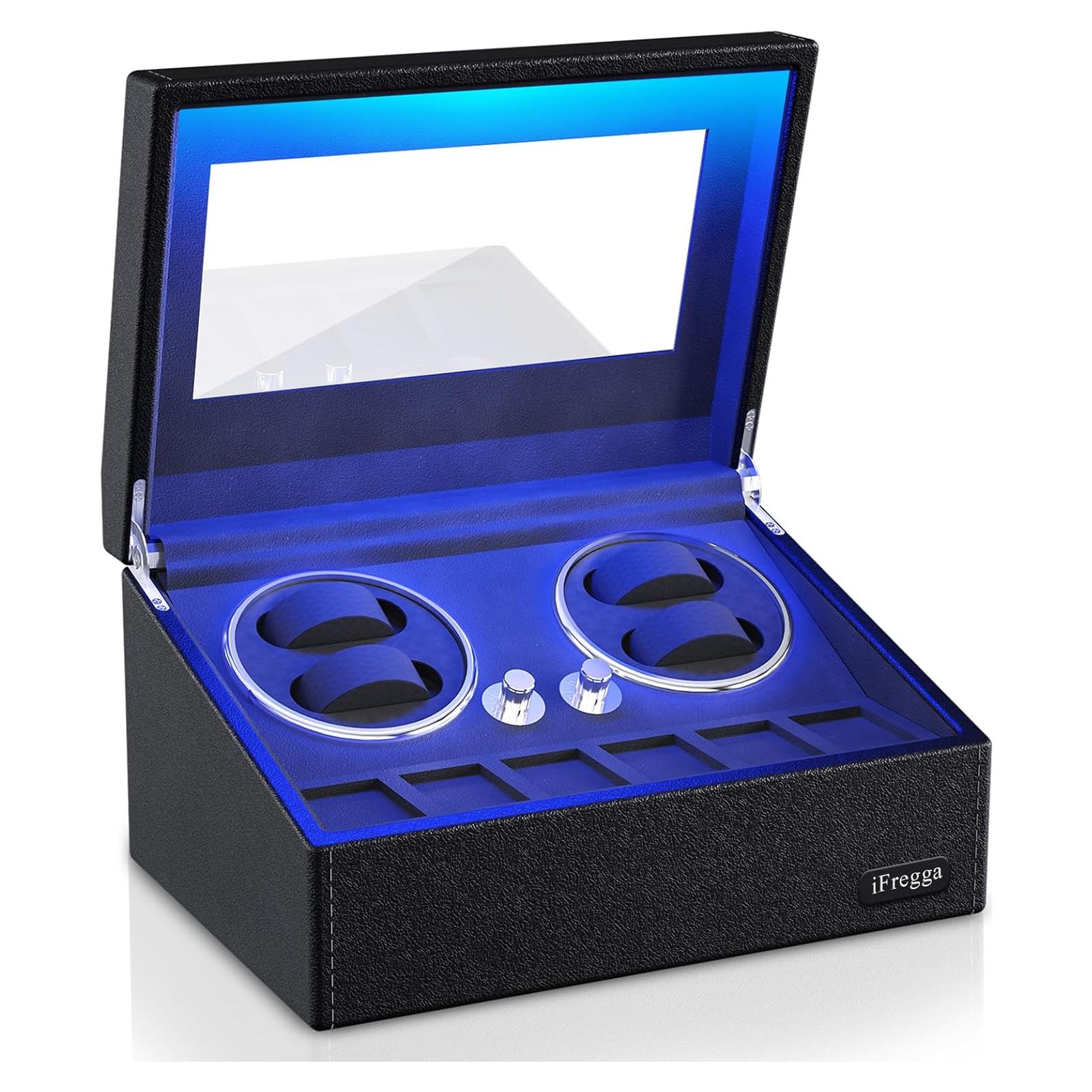 Enrollador de Relojes Automáticos iFregga con Luz Azul, 4 Modos