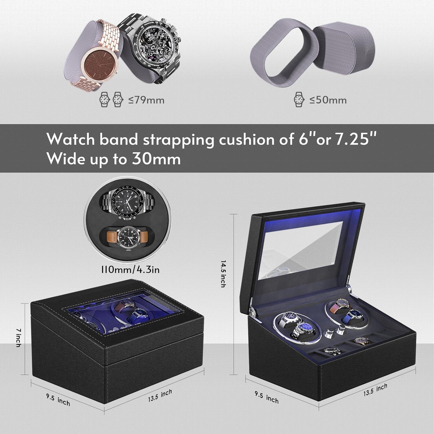 Enrollador de Relojes Automáticos iFregga con Luz Azul, 4 Modos