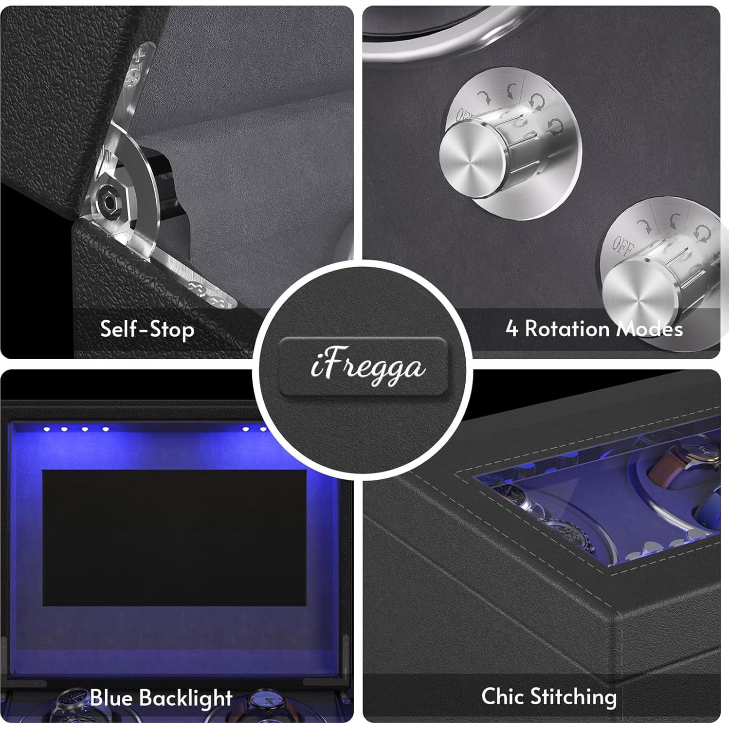 Enrollador de Relojes Automáticos iFregga con Luz Azul, 4 Modos