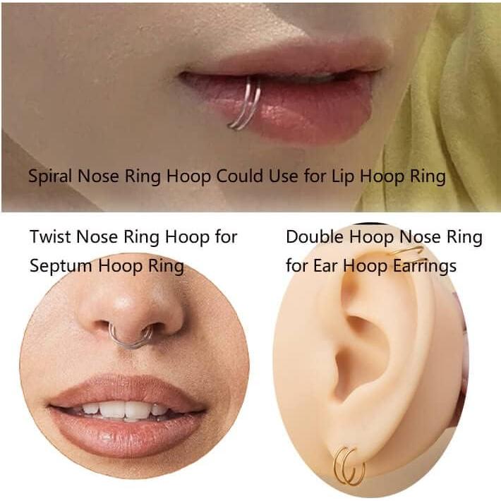 Anillos de Nariz Doble 20G 8mm Acero Inoxidable 4 Colores