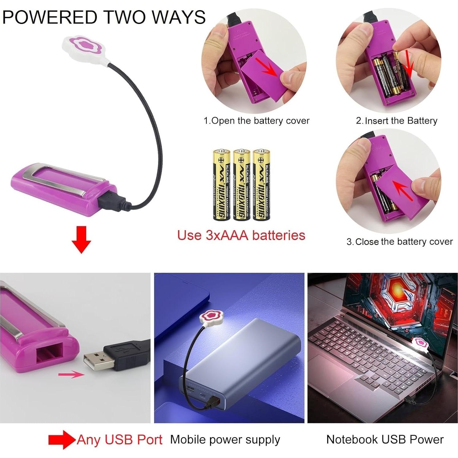 Luz de Lectura LED HONGUT H501B-2 Flexible USB y Batería