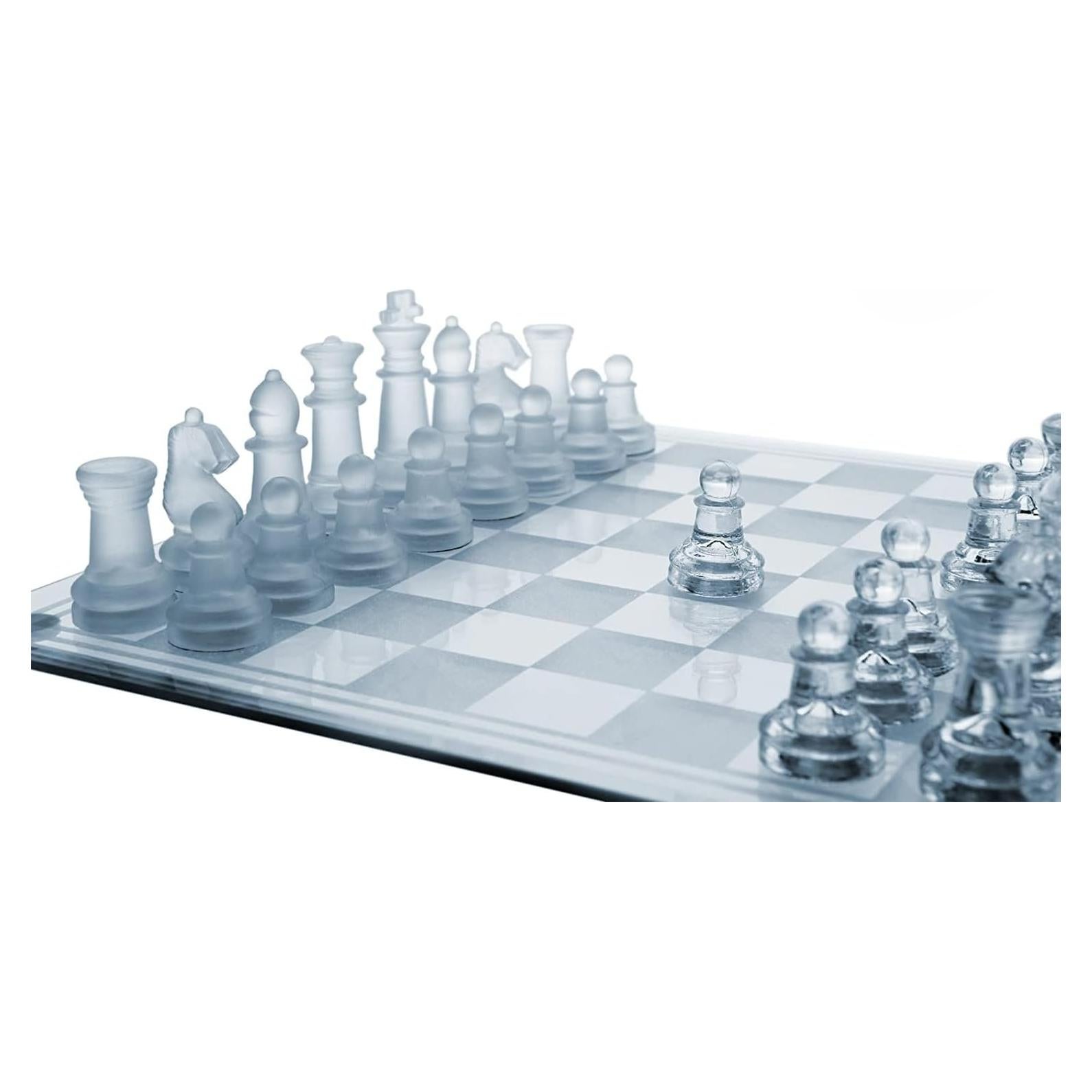 Juego de Ajedrez de Vidrio Gamie 25.4 cm - 32 Piezas Elegantes