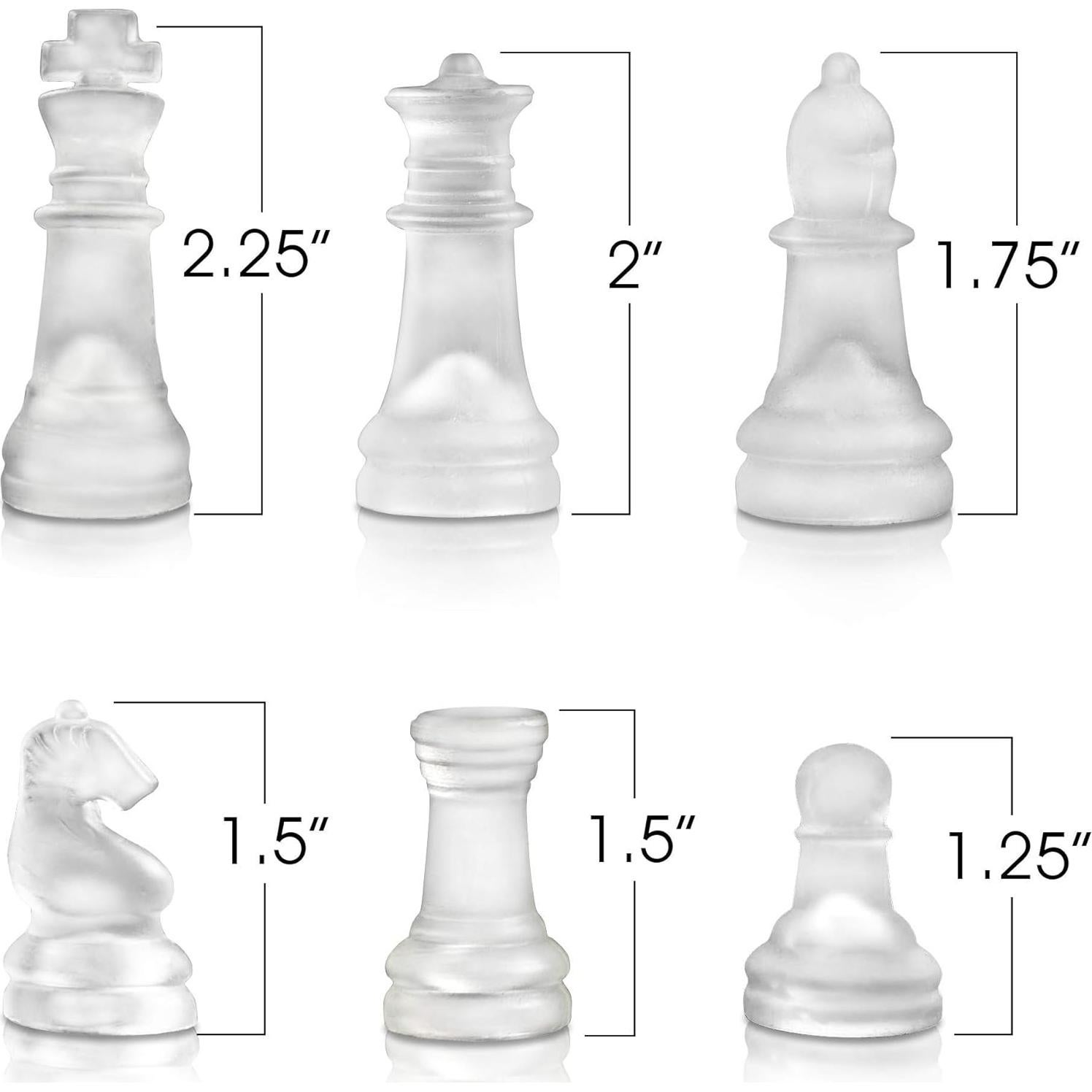 Juego de Ajedrez de Vidrio Gamie 25.4 cm - 32 Piezas Elegantes