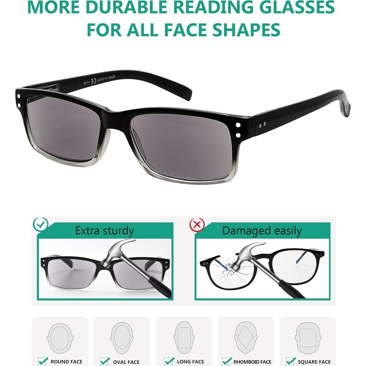 Gafas de Lectura Eyekepper 5 Paquete Hombres Lentes Grises 1.25x