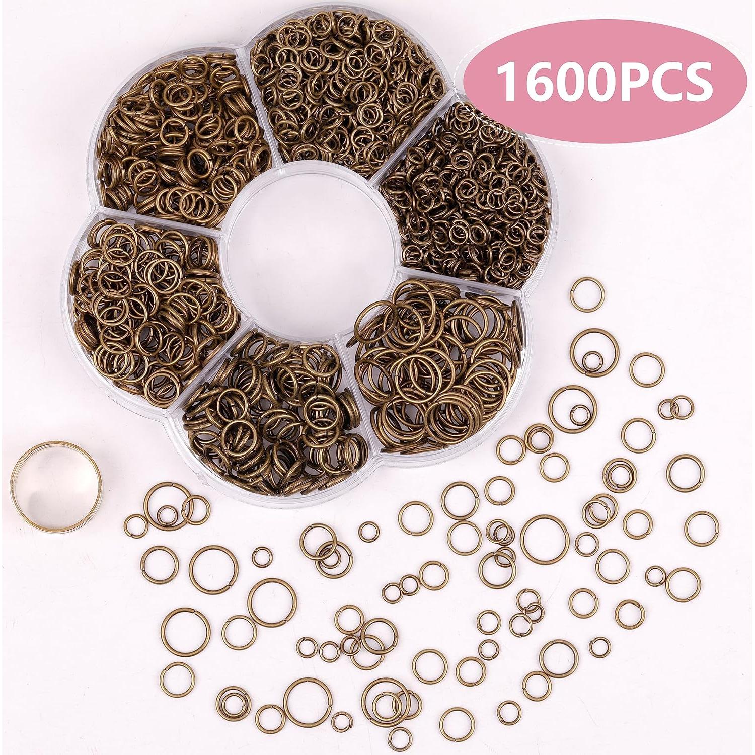 YAKA 1600 Anillas Abiertas de Joyería 5-10mm Bronce Antiguo