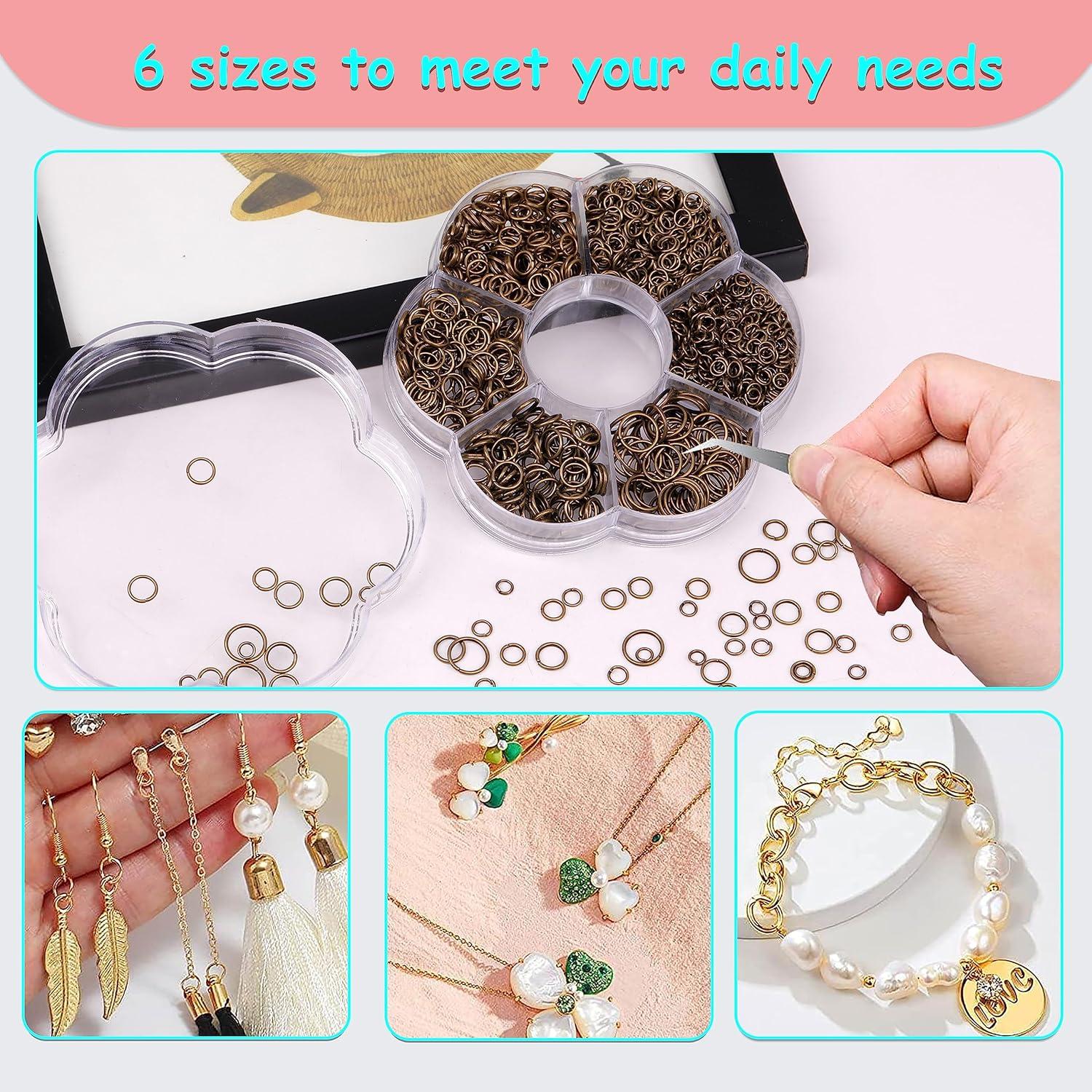 YAKA 1600 Anillas Abiertas de Joyería 5-10mm Bronce Antiguo