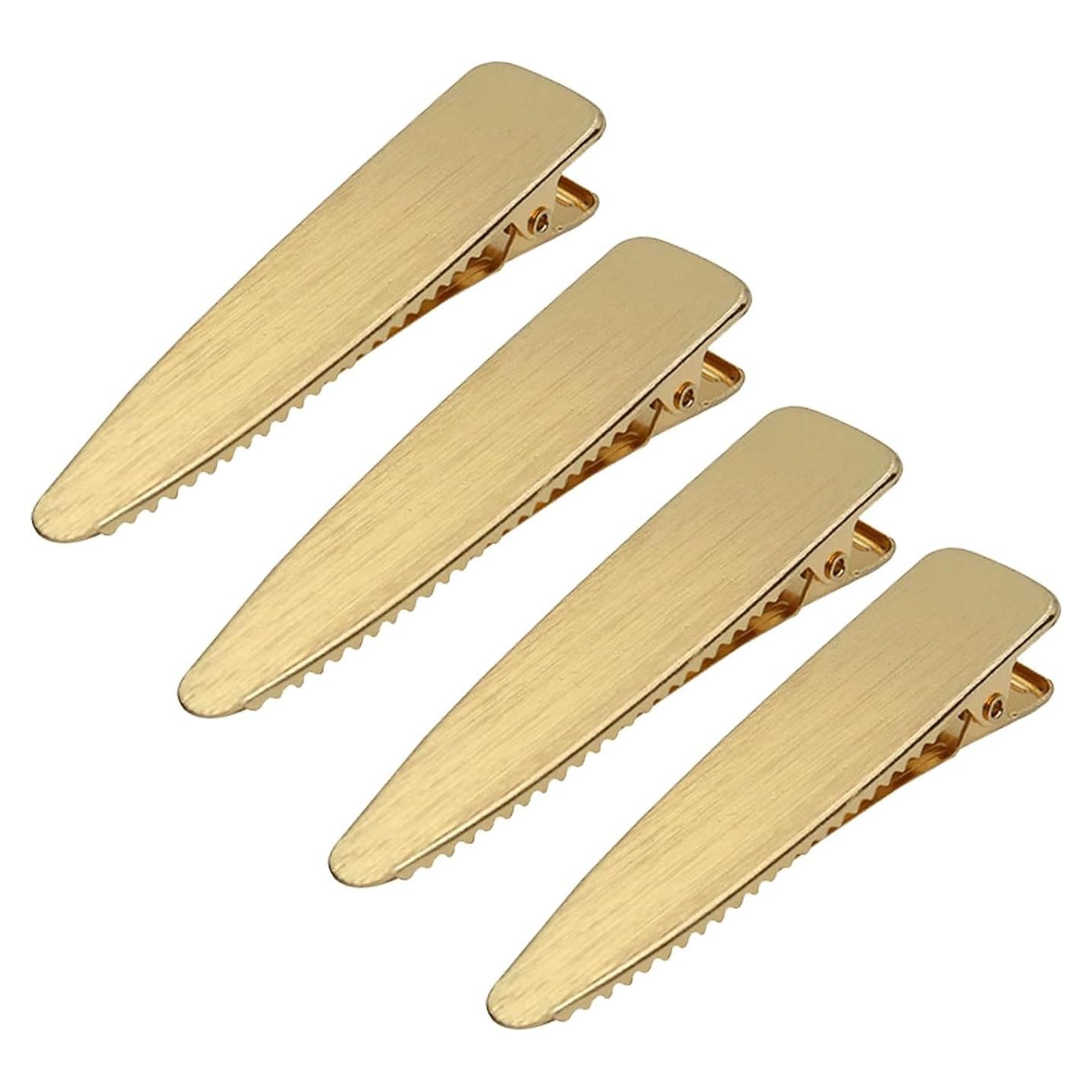4 Clips de Pelo de Cocodrilo Metalizados KINGWEDDING 6.6 cm Dorado