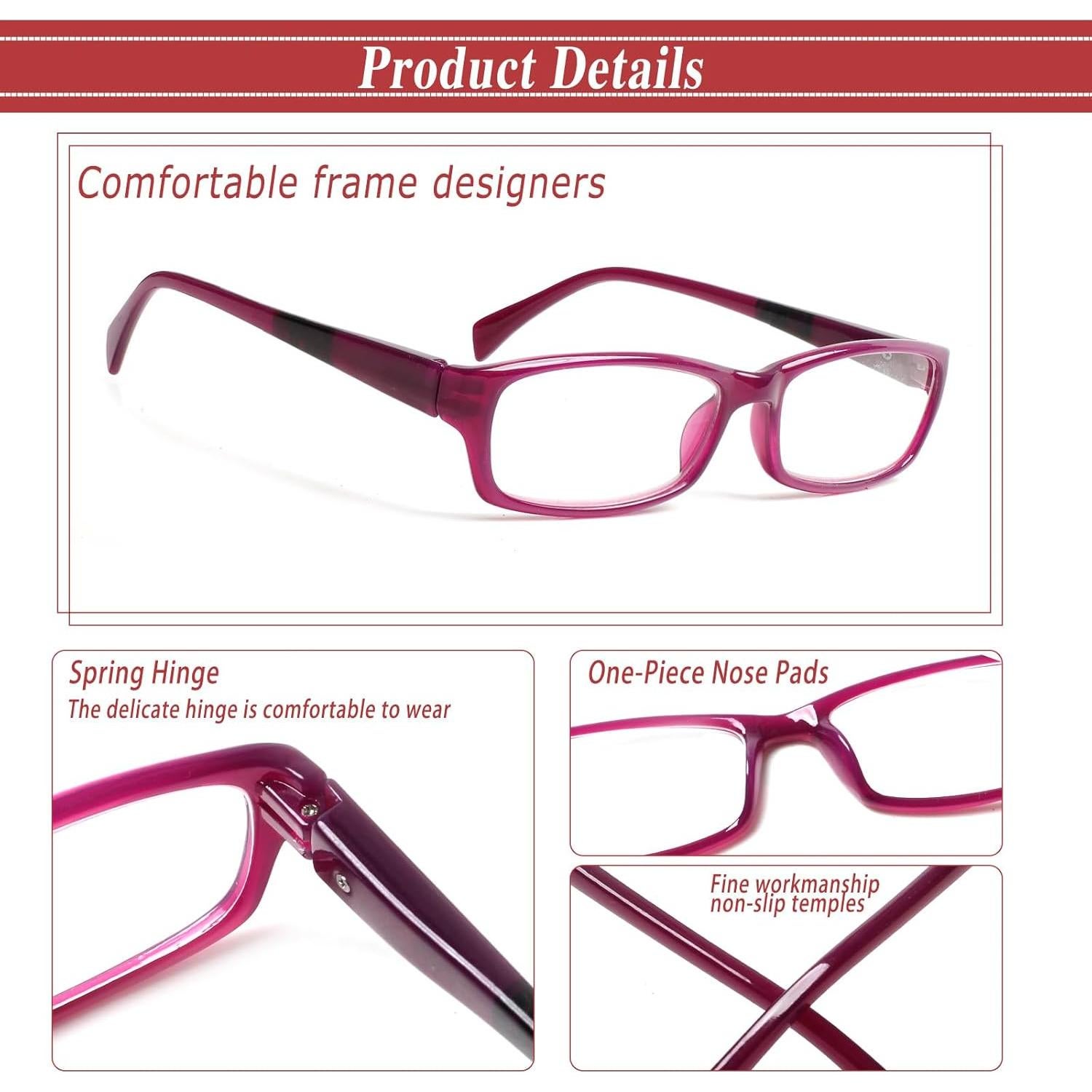 Gafas de lectura Kerecsen 5 pares moda unisex 4.0x