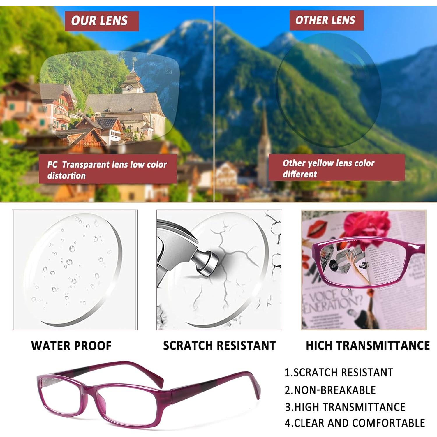 Gafas de lectura Kerecsen 5 pares moda unisex 4.0x