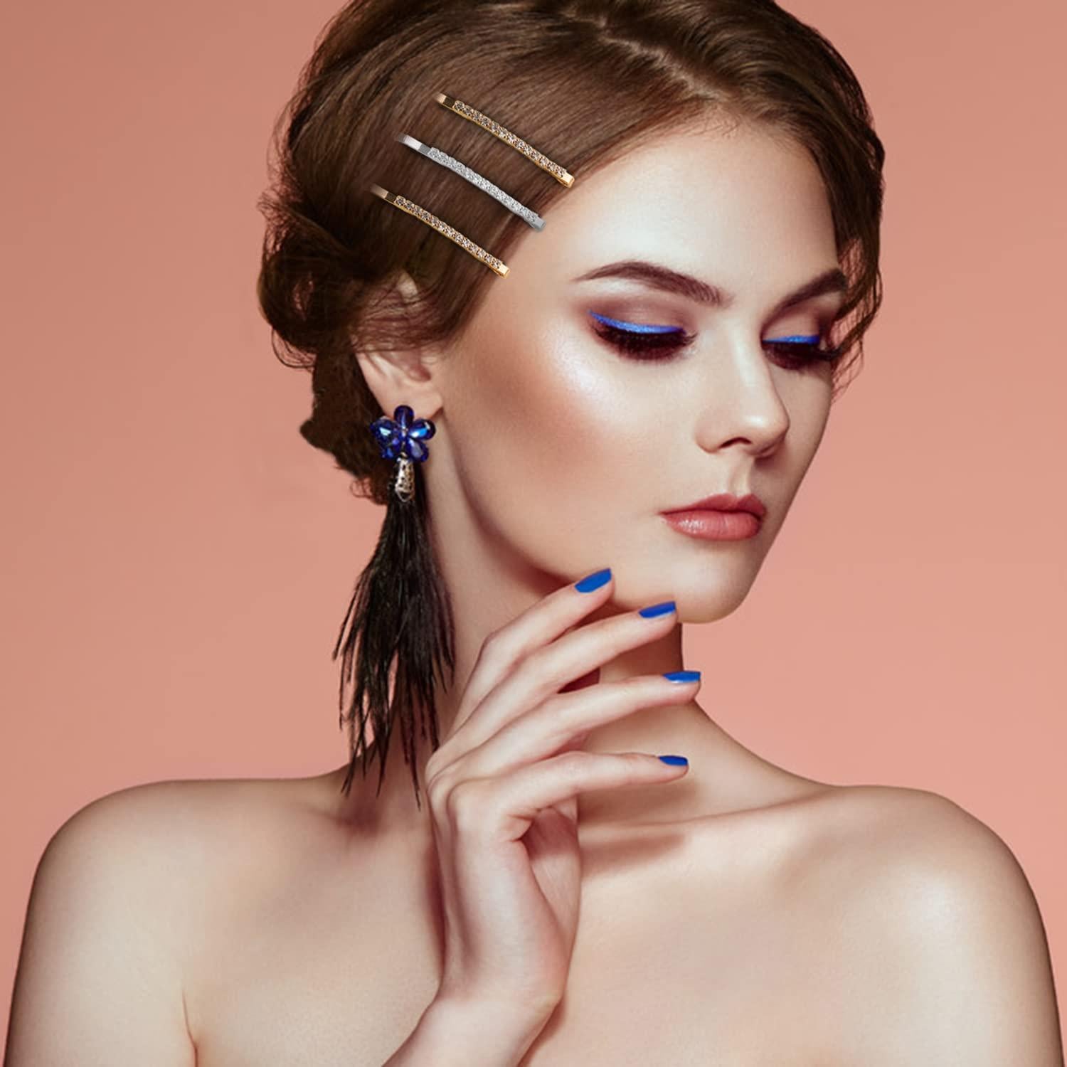 12 Horquillas de Pelo SUMAJU con Rhinestone - 6 cm Multicolor