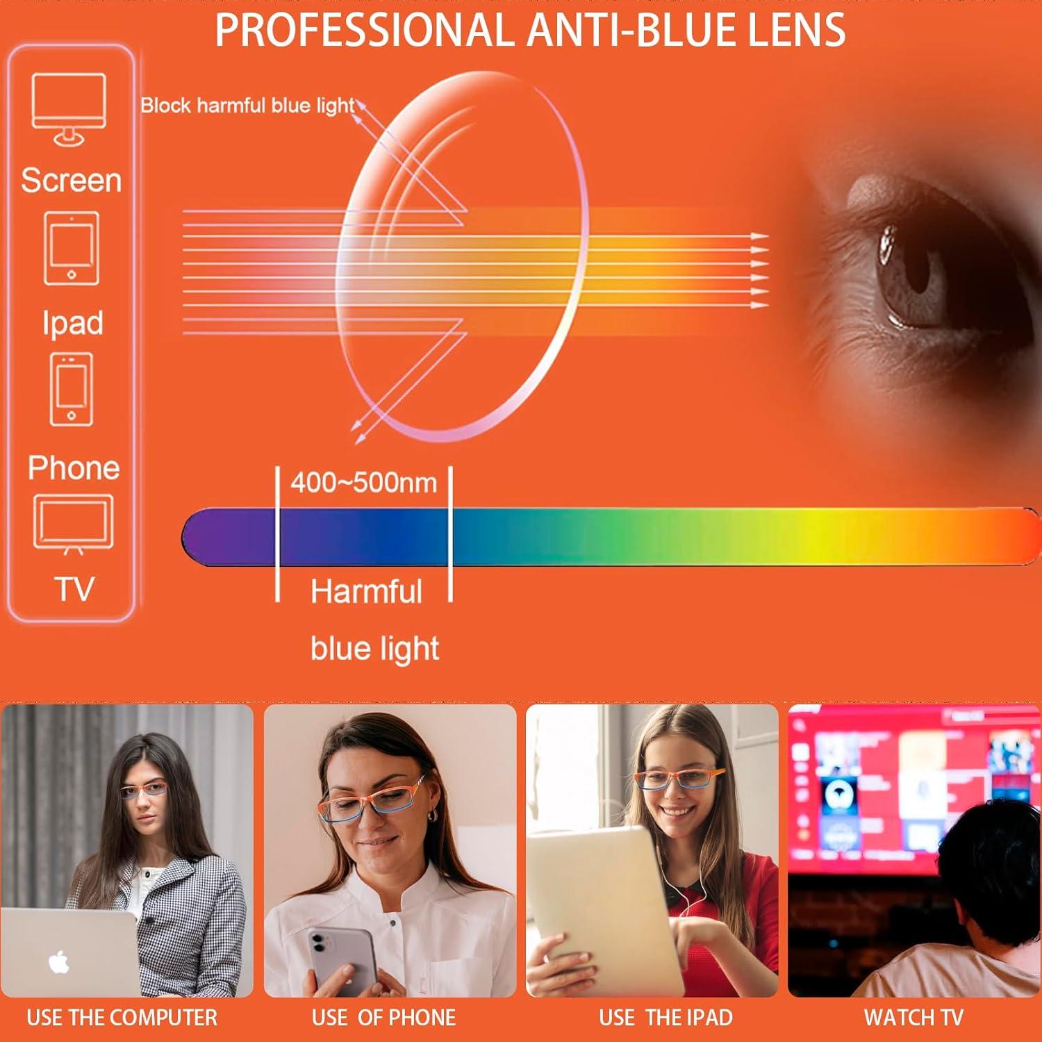 Gafas de lectura Kerecsen 6 Pack mujeres luz azul 2.0x