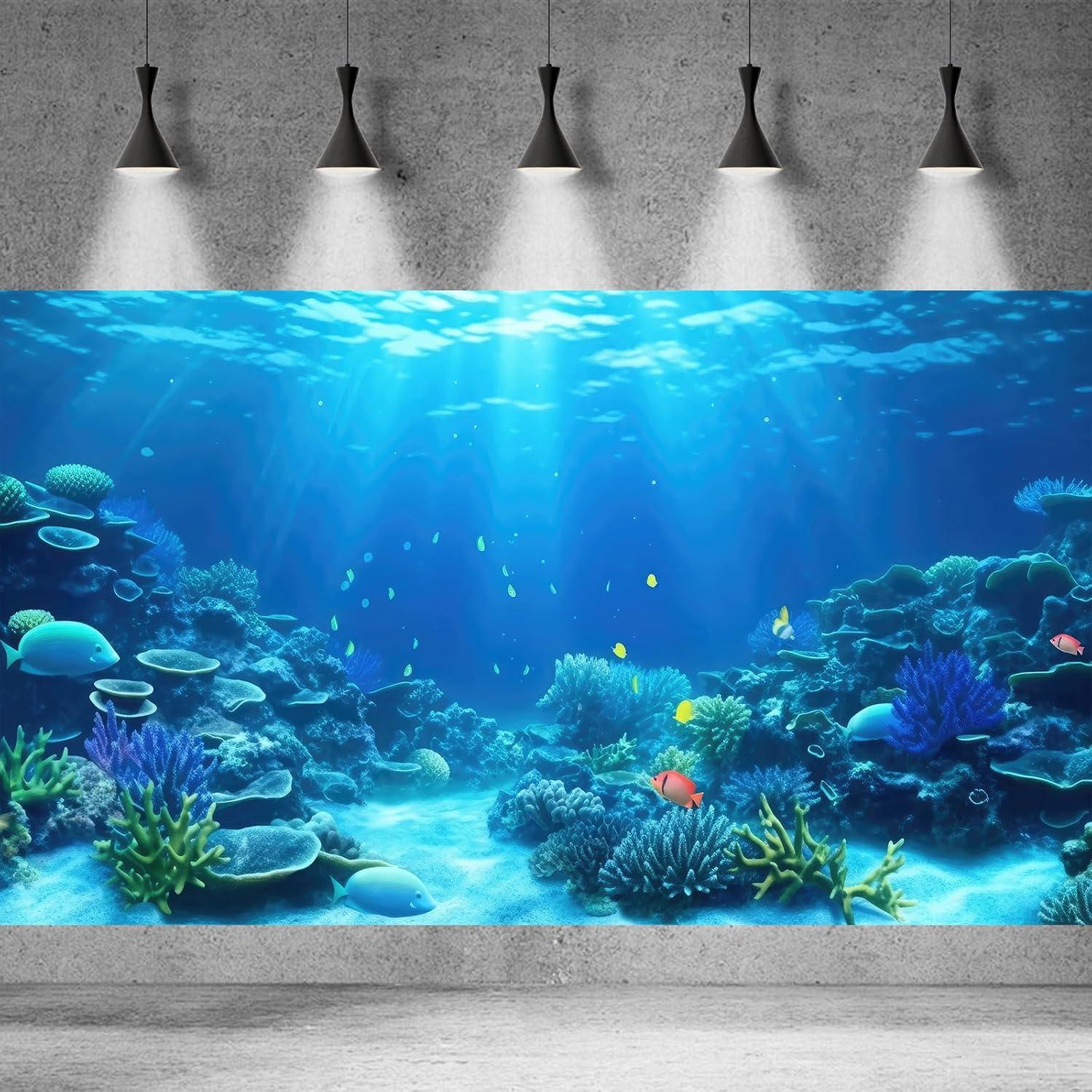 Fondo de Acuario Vinilo 61x30.5cm CaterRina Océano Azul