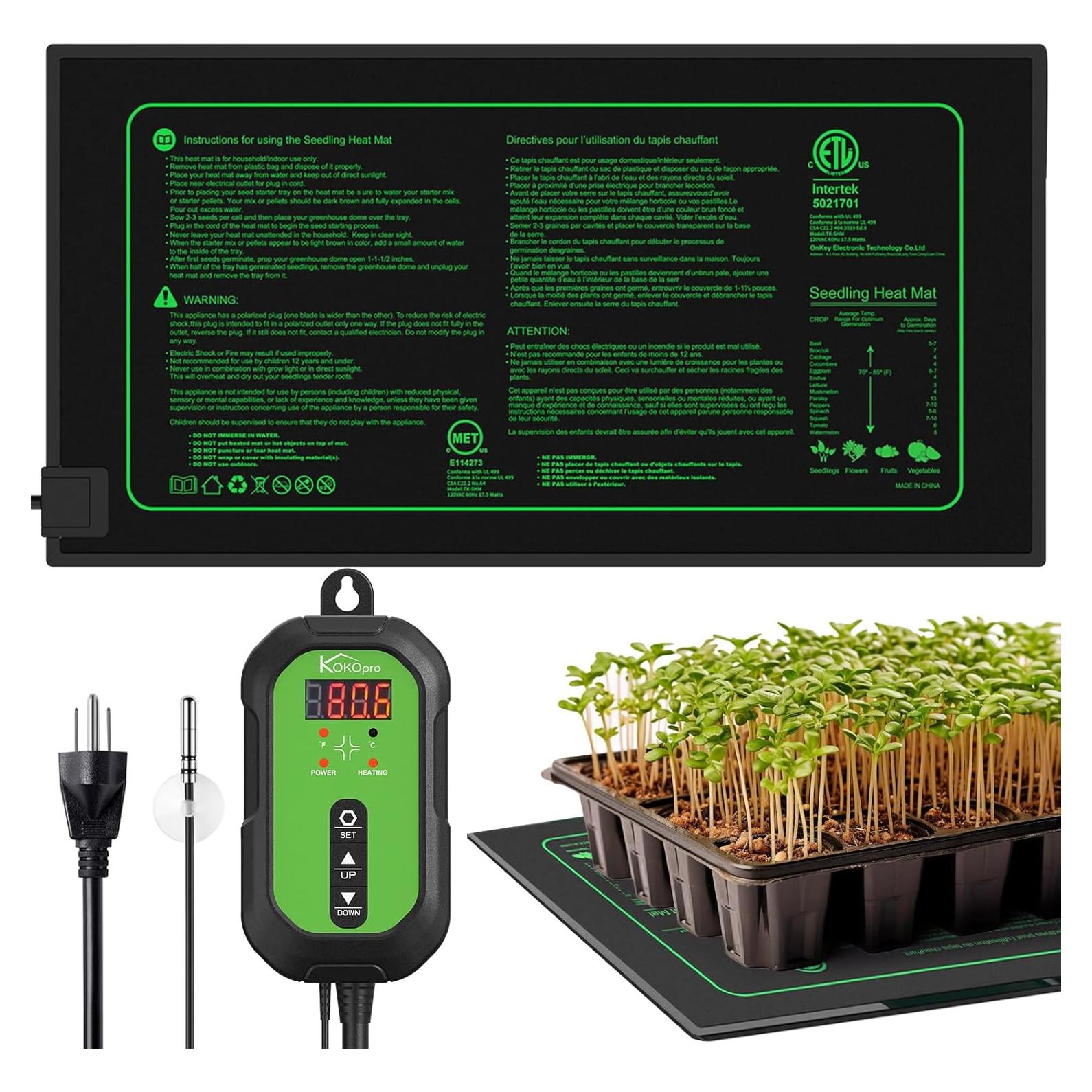 Alfombrilla Térmica KOKOPRO 25x52 cm para Plántulas y Termostato