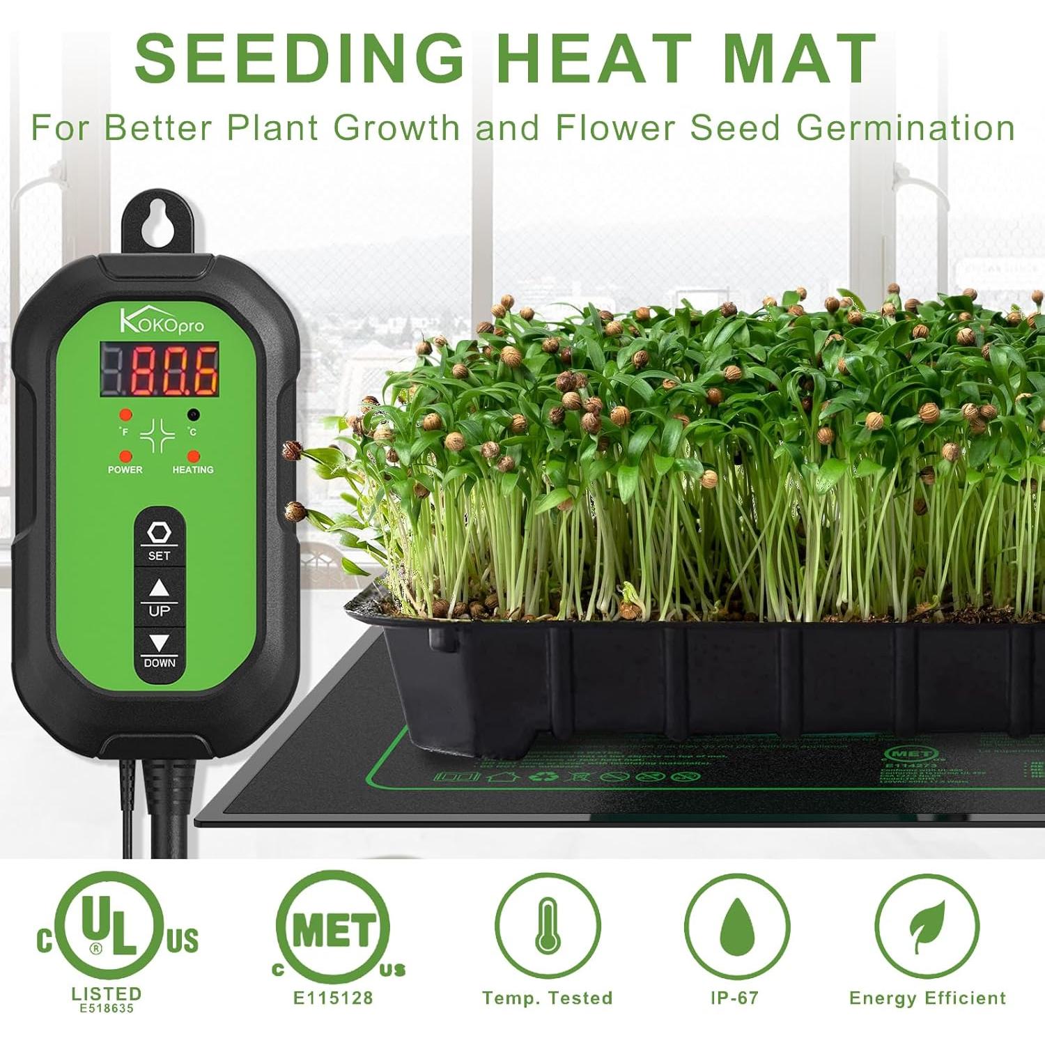 Alfombrilla Térmica KOKOPRO 25x52 cm para Plántulas y Termostato