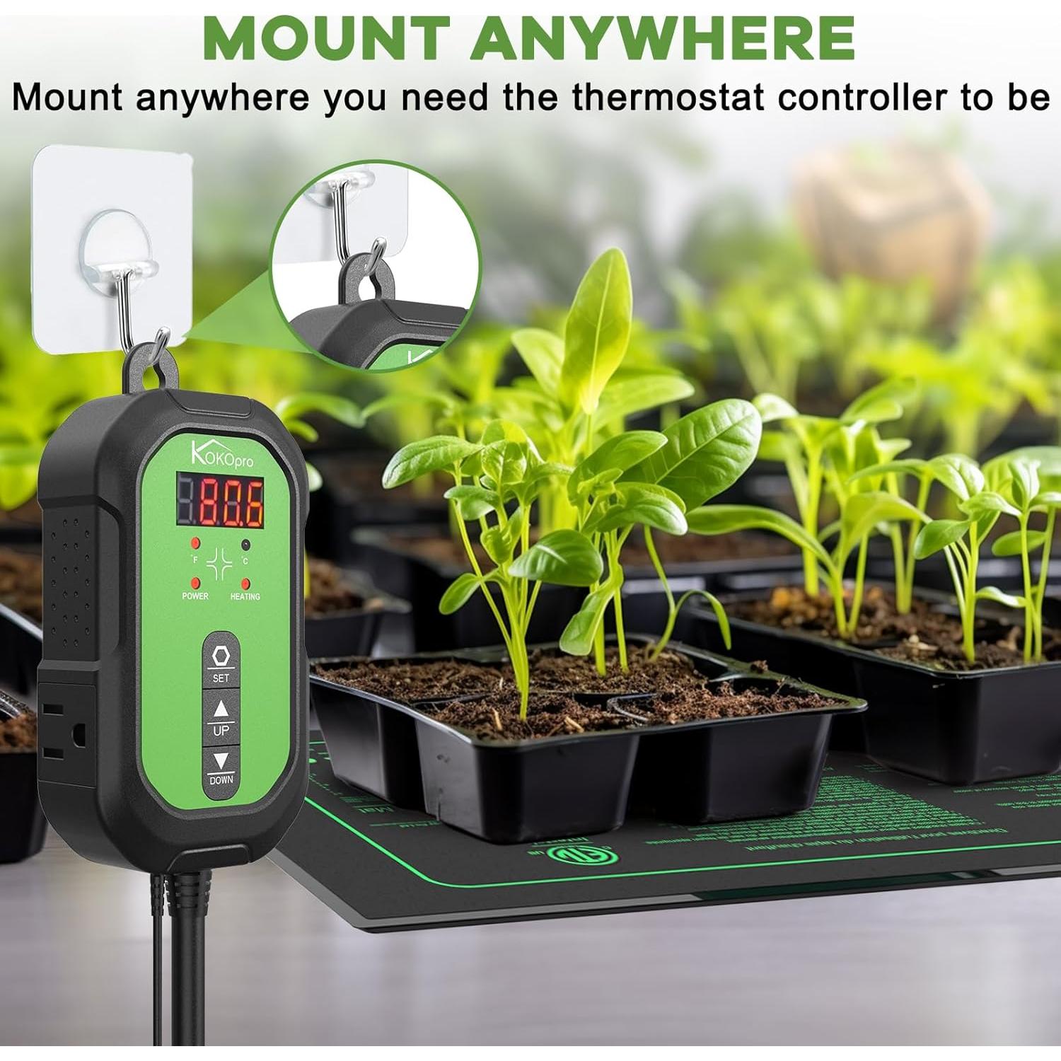 Alfombrilla Térmica KOKOPRO 25x52 cm para Plántulas y Termostato