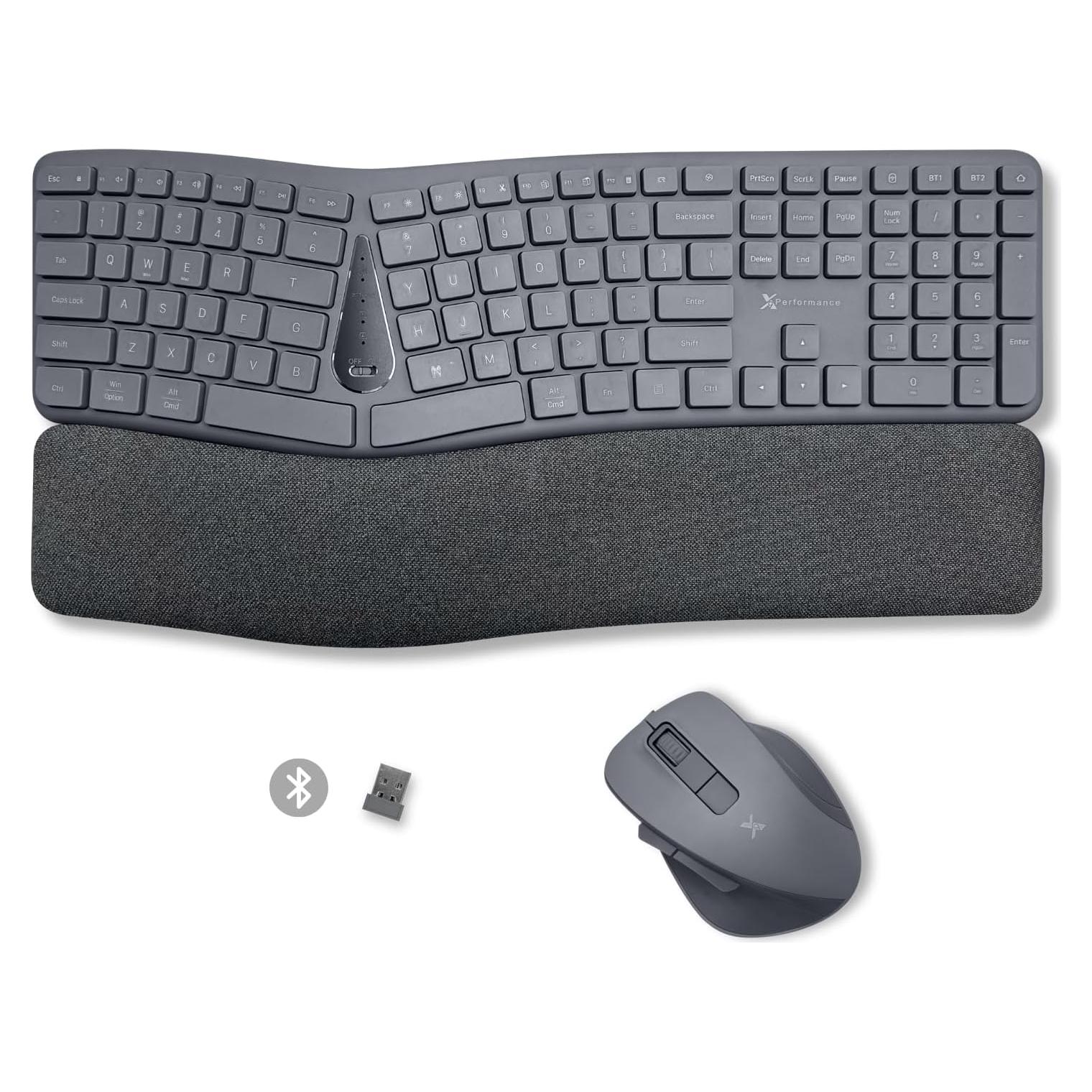 Combo Teclado y Ratón Inalámbrico Ergonómico X9 Gris - Multi-Dispositivo