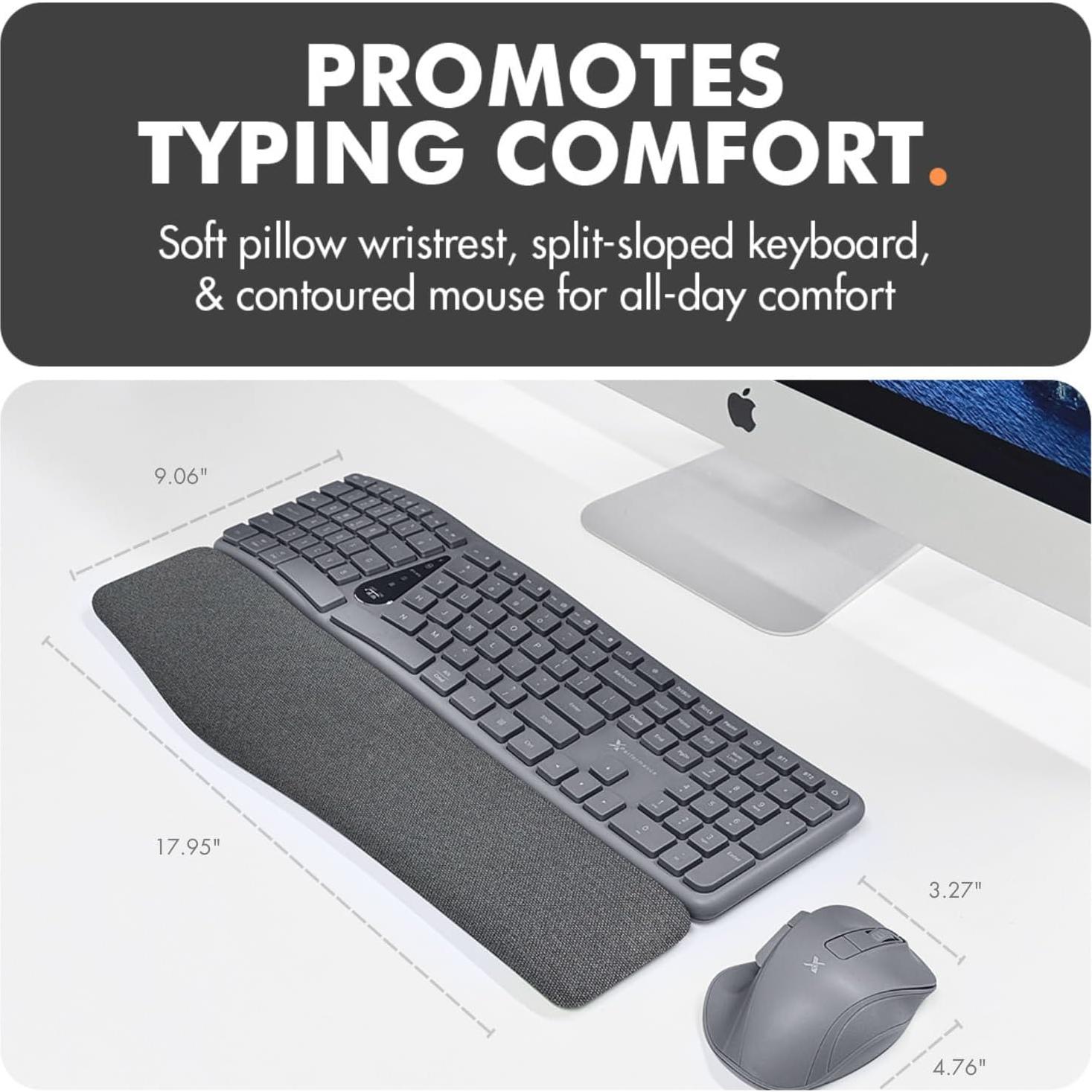 Combo Teclado y Ratón Inalámbrico Ergonómico X9 Gris - Multi-Dispositivo