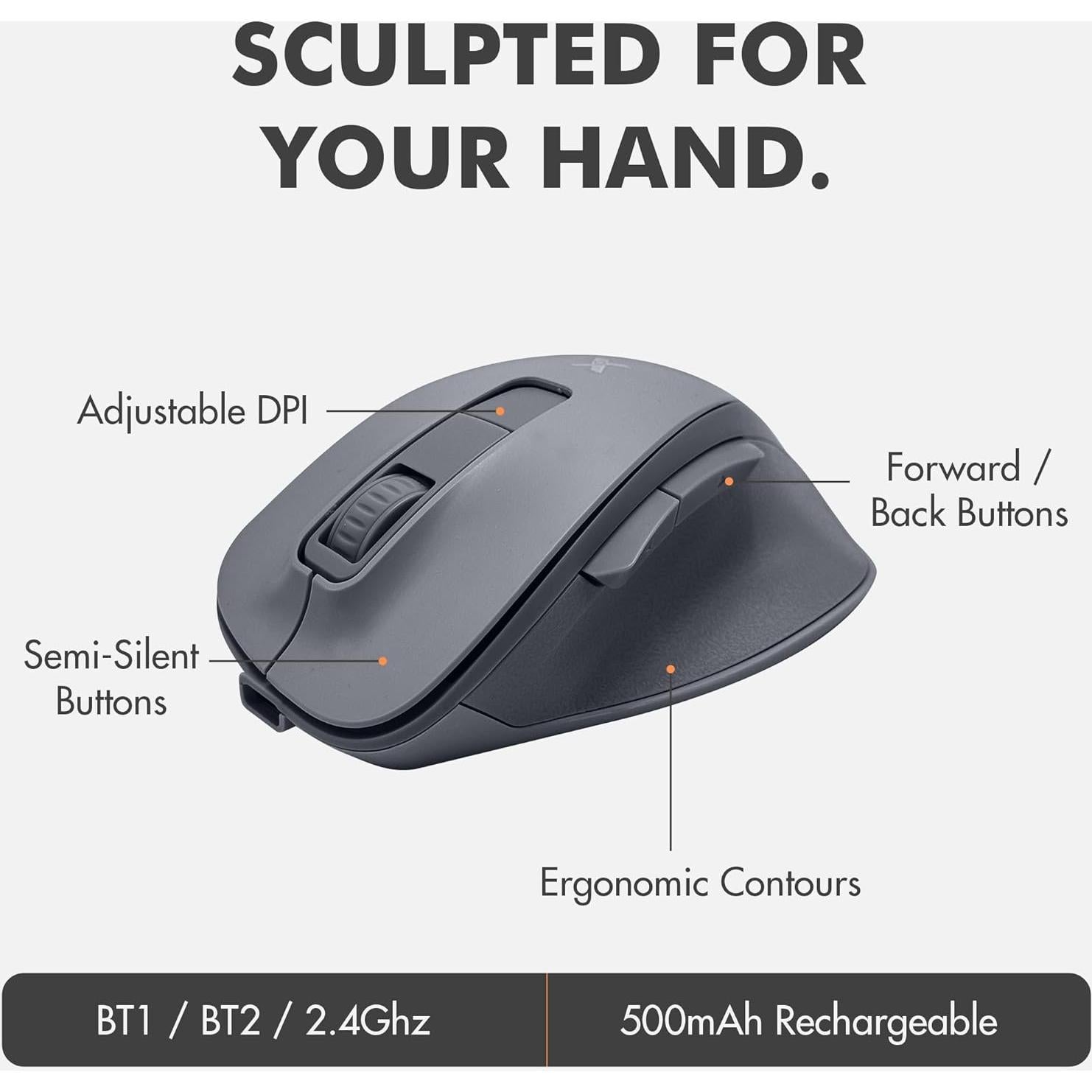 Combo Teclado y Ratón Inalámbrico Ergonómico X9 Gris - Multi-Dispositivo