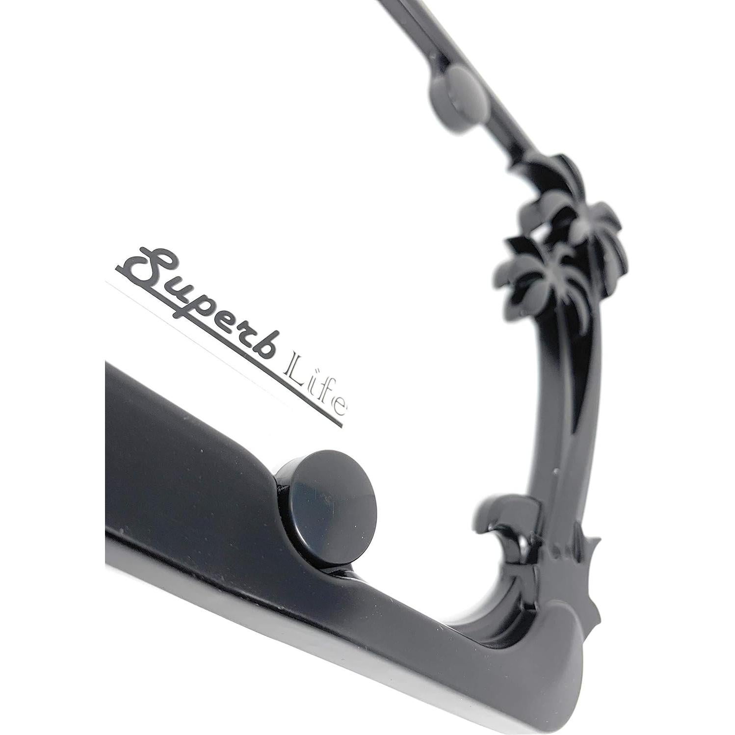 Marco de Placa de Licencia Cromo Superb LNF Tropical Negro - 2 Pzas