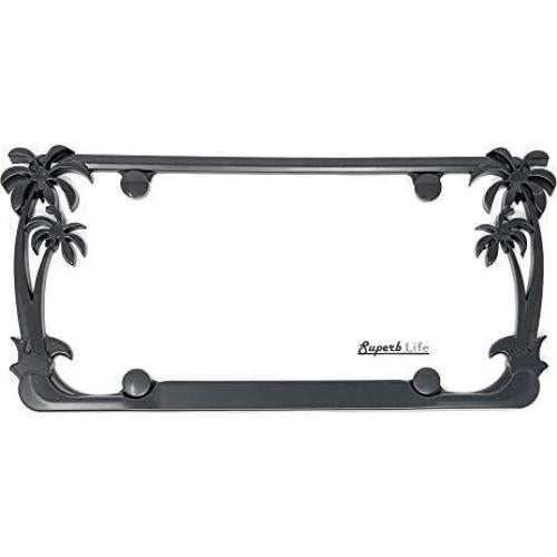 Marco de Placa de Licencia Cromo Superb LNF Tropical Negro - 2 Pzas