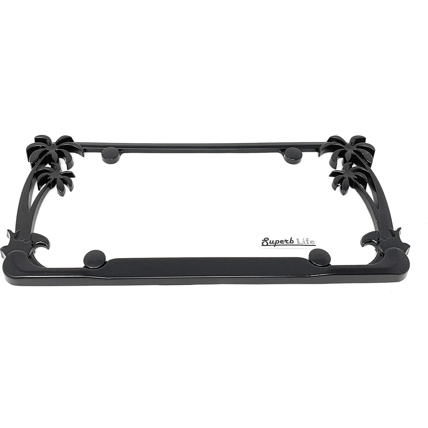 Marco de Placa de Licencia Cromo Superb LNF Tropical Negro - 2 Pzas