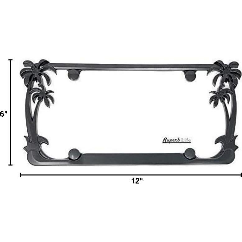 Marco de Placa de Licencia Cromo Superb LNF Tropical Negro - 2 Pzas