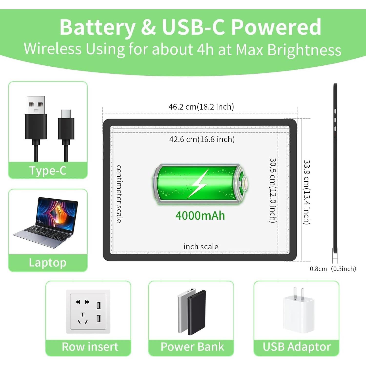 Tablero de Luz A3 KOBAIBAN Recargable con Bolsa - 3 Modos de Luz