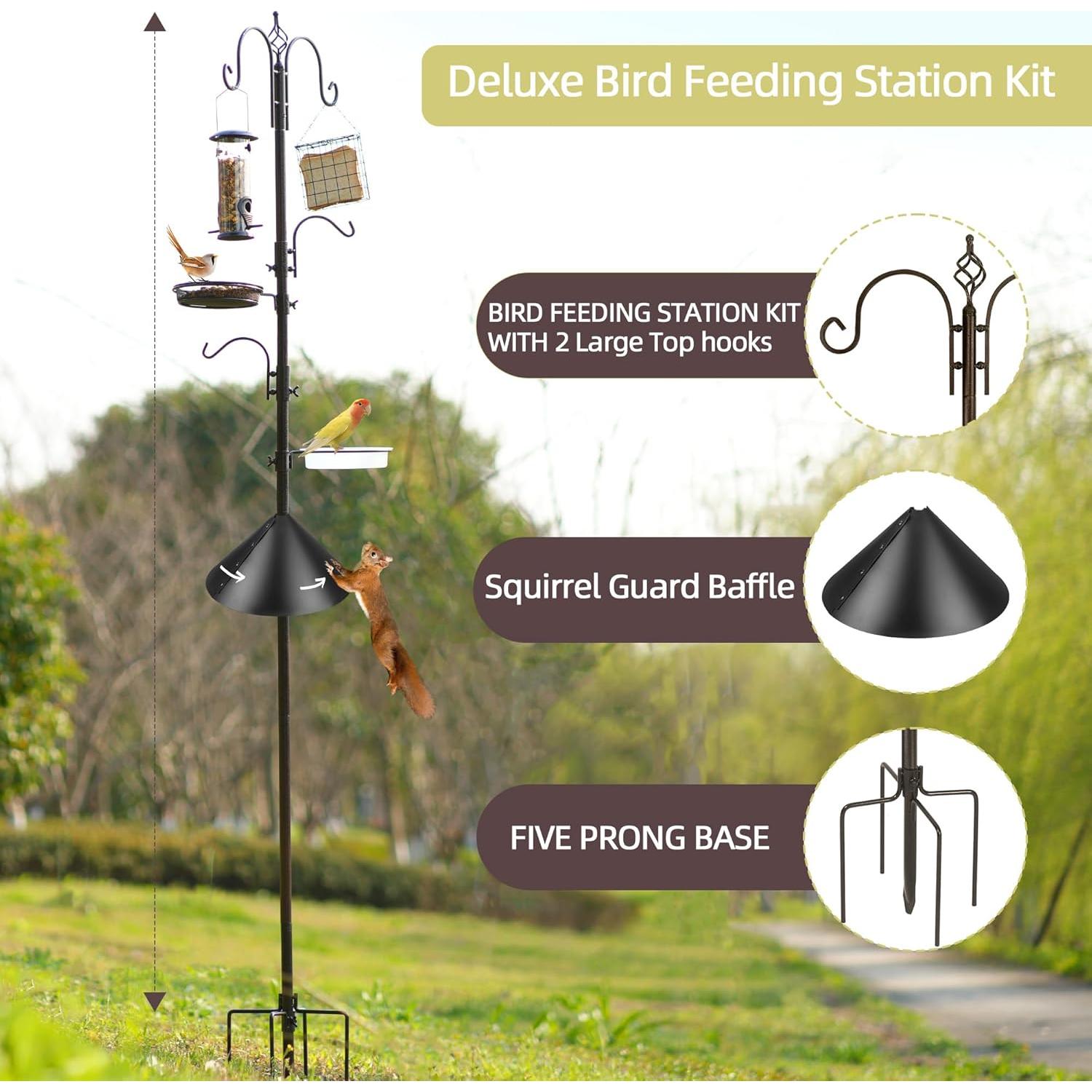 Poste para Comedero de Aves MIXXIDEA 230 cm con Trampa para Ardillas