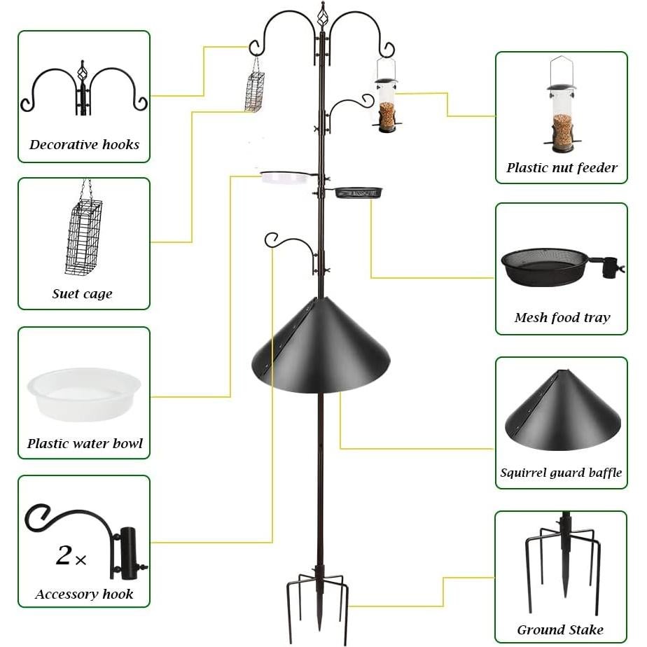 Poste para Comedero de Aves MIXXIDEA 230 cm con Trampa para Ardillas