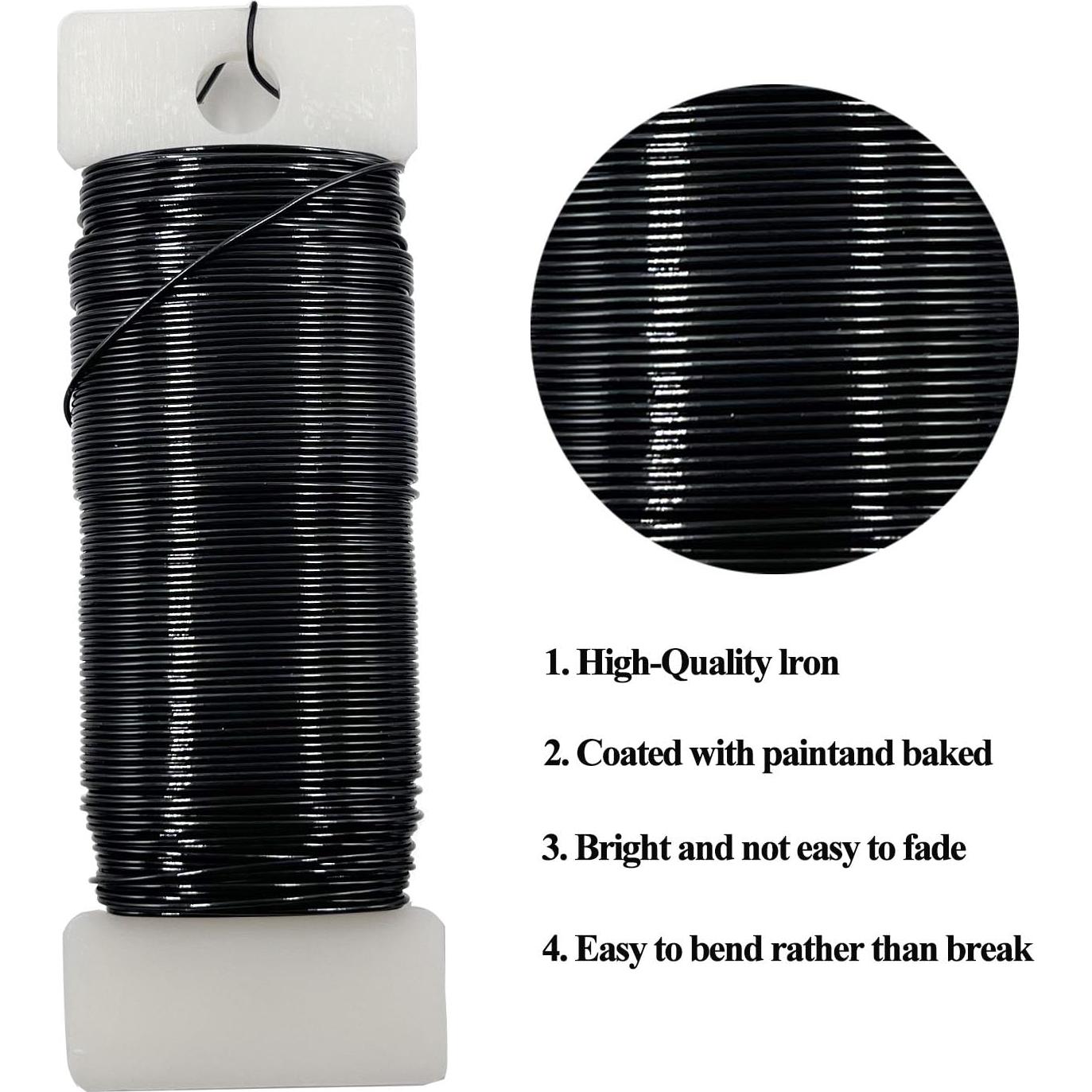 Alambre Floral Negro 22 Calibres 35 Metros para Manualidades