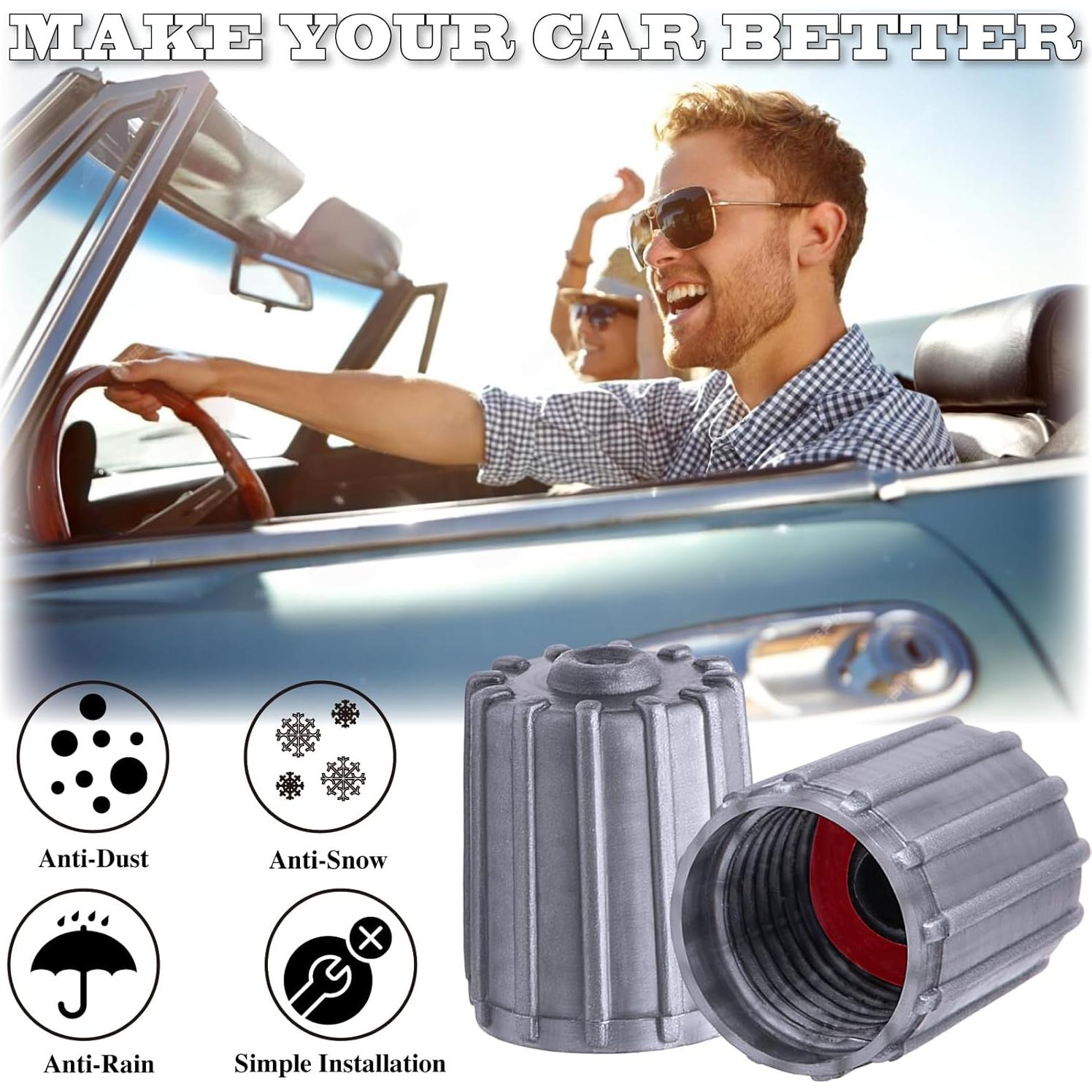 30 Tapas de Válvula de Neumático MEAJOO Universal Gris