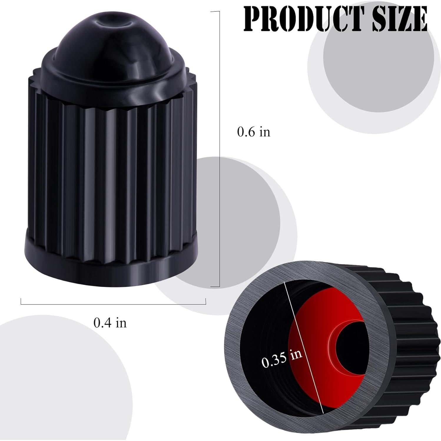 20 Tapones de Válvula de Neumático MEAJOO - Universal Negro