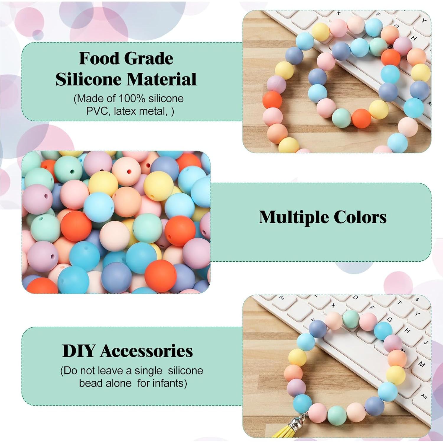 Lyrow 500 Perlas Redondas de Silicona Coloridas 15 mm para Manualidades