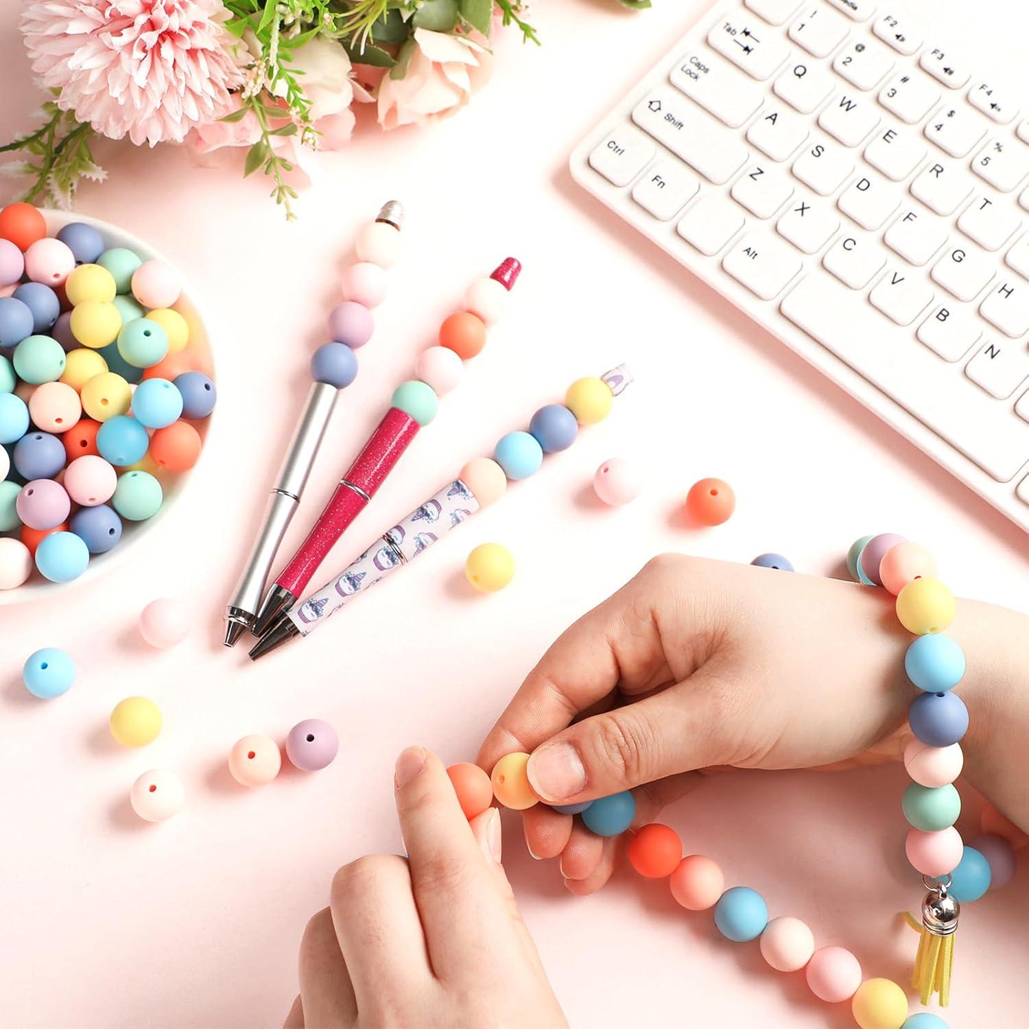 Lyrow 500 Perlas Redondas de Silicona Coloridas 15 mm para Manualidades