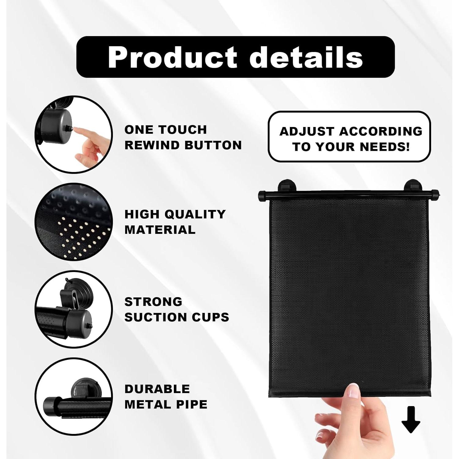 Cortinas de Sol Enrollables Vrasly para Ventanas de Auto 45.72x50.8cm