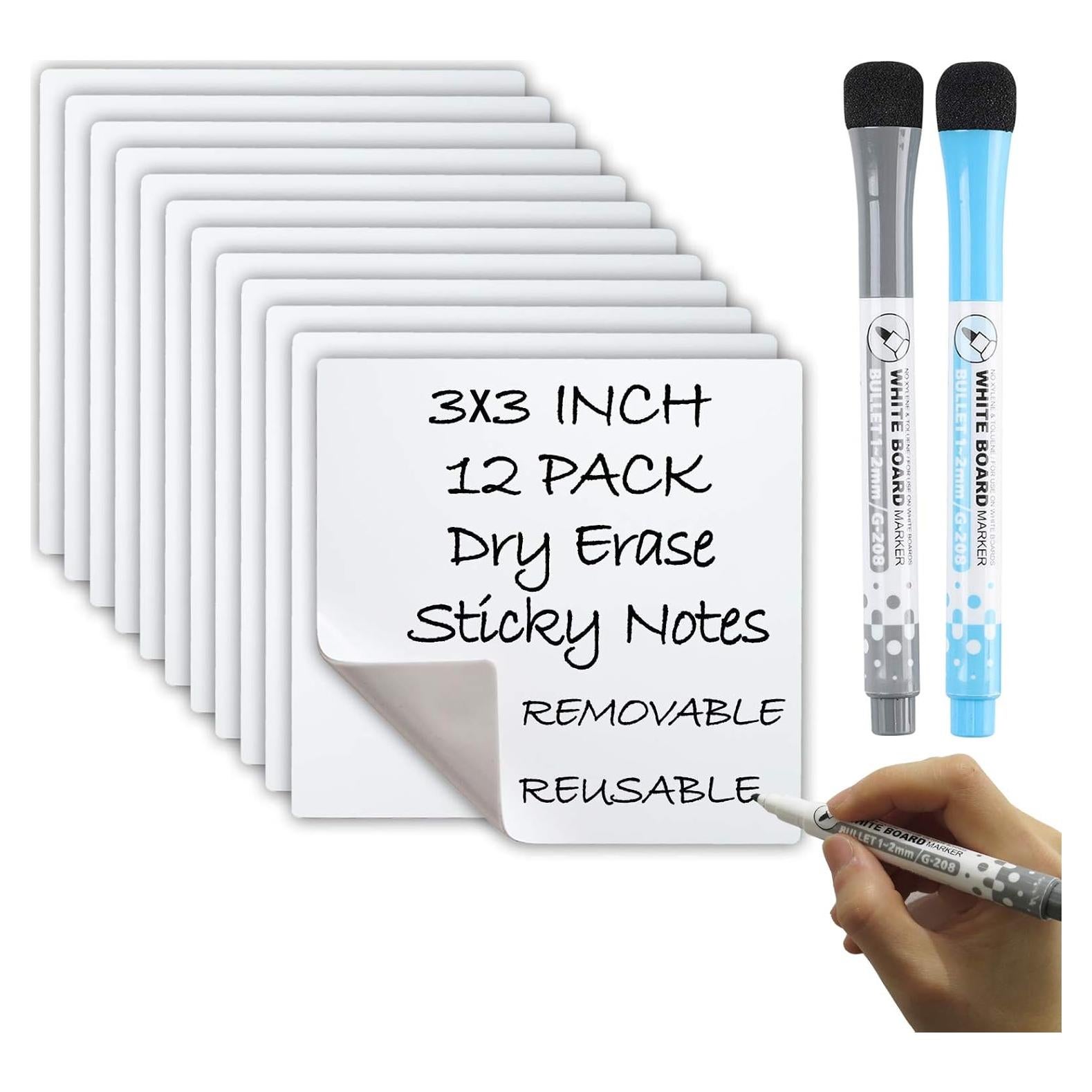 Notas Adhesivas Borrables ANYSSI 7.62 cm Cuadrado 12 Pzas