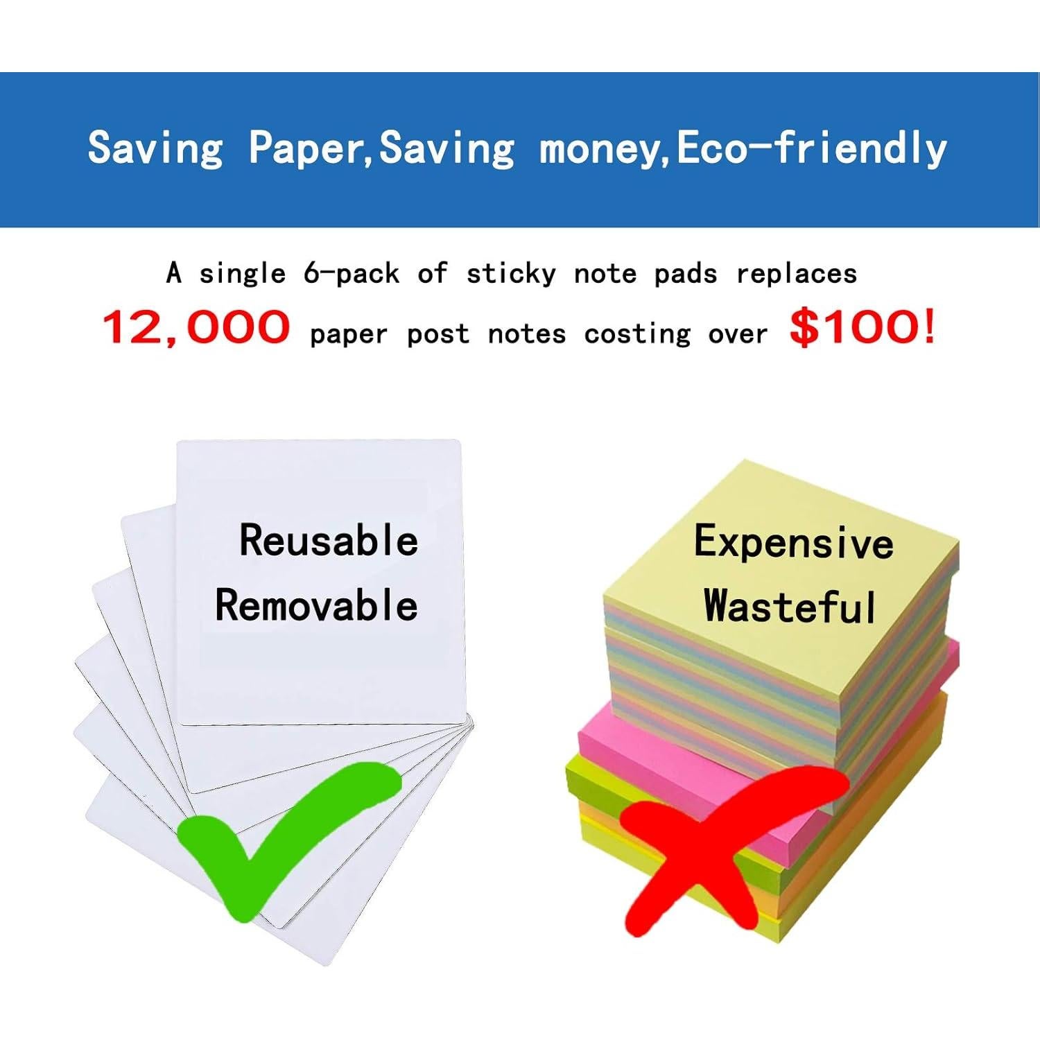 Notas Adhesivas Borrables ANYSSI 7.62 cm Cuadrado 12 Pzas