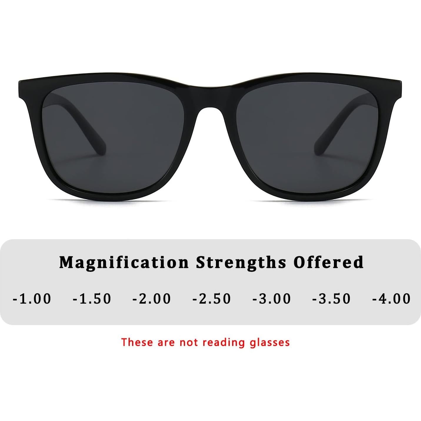 Gafas de sol miopía ALWAYSUV -2.0 negras TR90 unisex