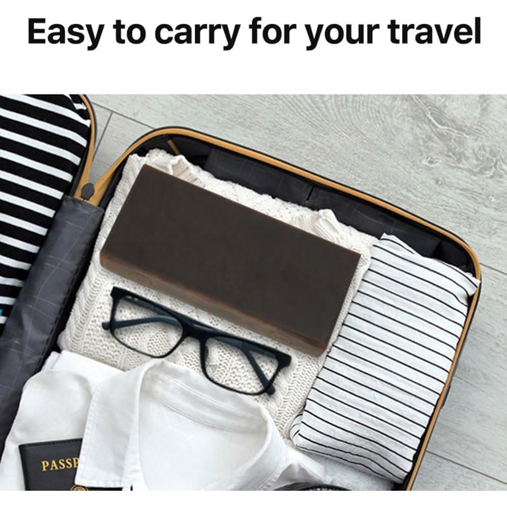 Estuche de Gafas de Viaje de Cuero Genuino Marrón 2 Ranuras