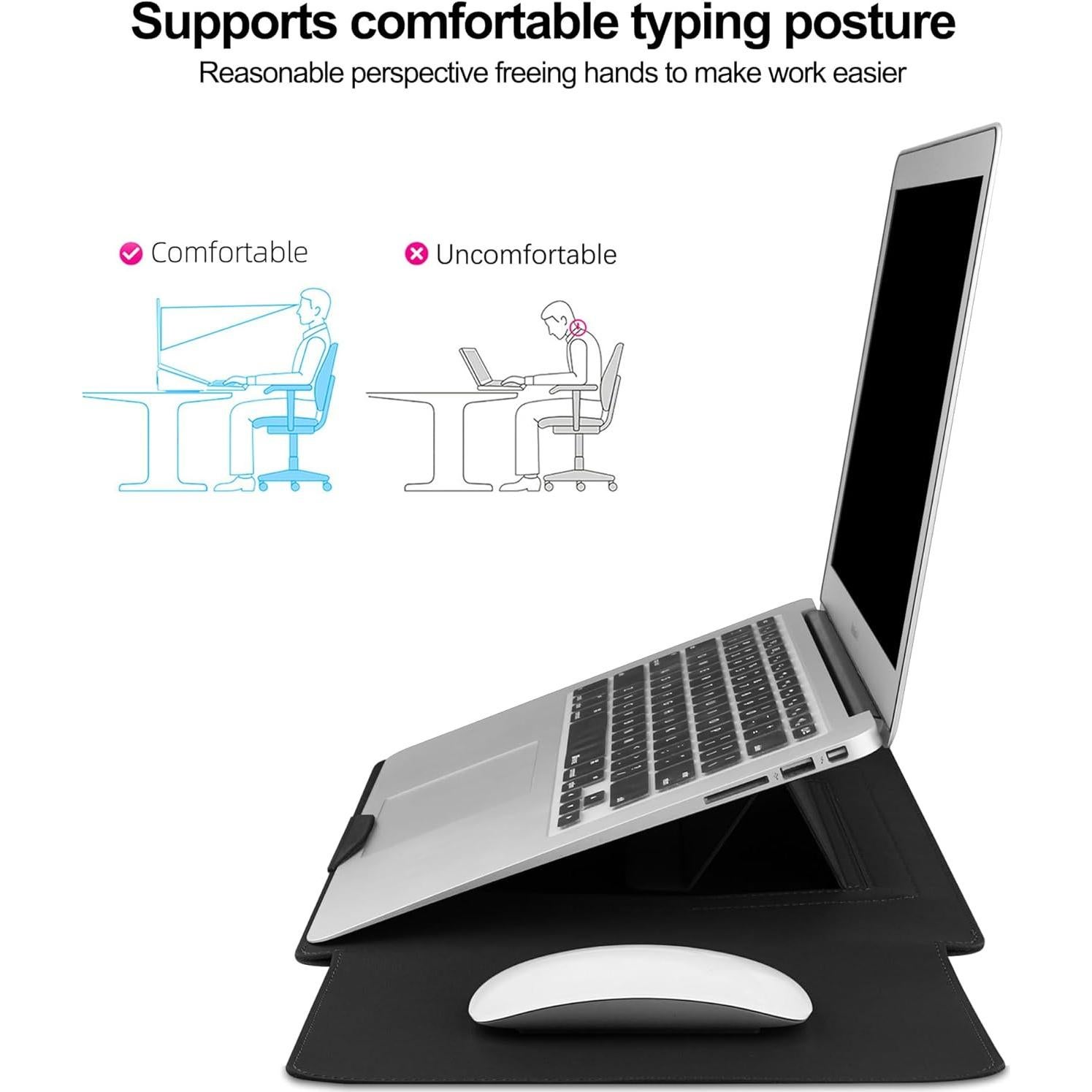 Funda de cuero para laptop 13-14" HoYiXi con soporte ajustable