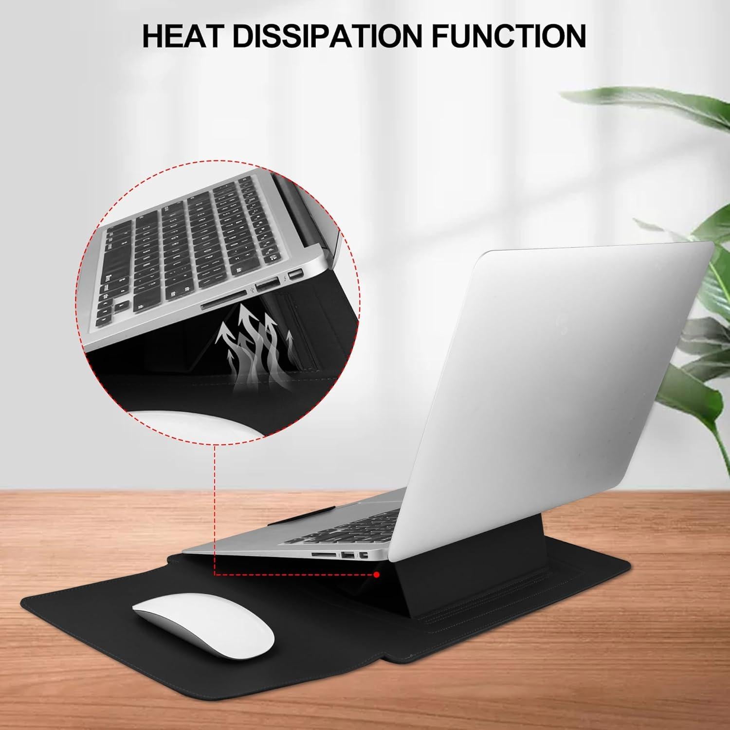 Funda de cuero para laptop 13-14" HoYiXi con soporte ajustable