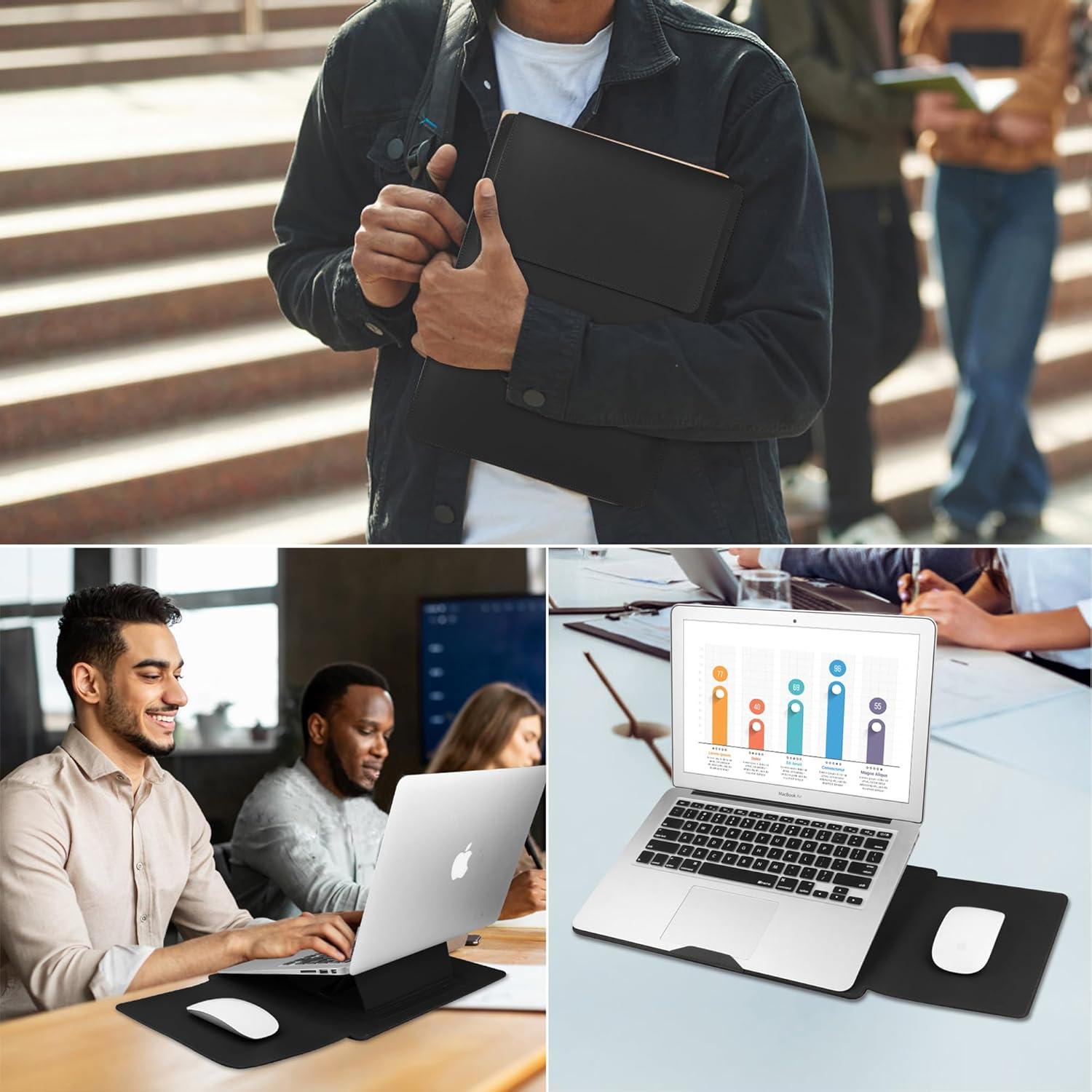 Funda de cuero para laptop 13-14" HoYiXi con soporte ajustable