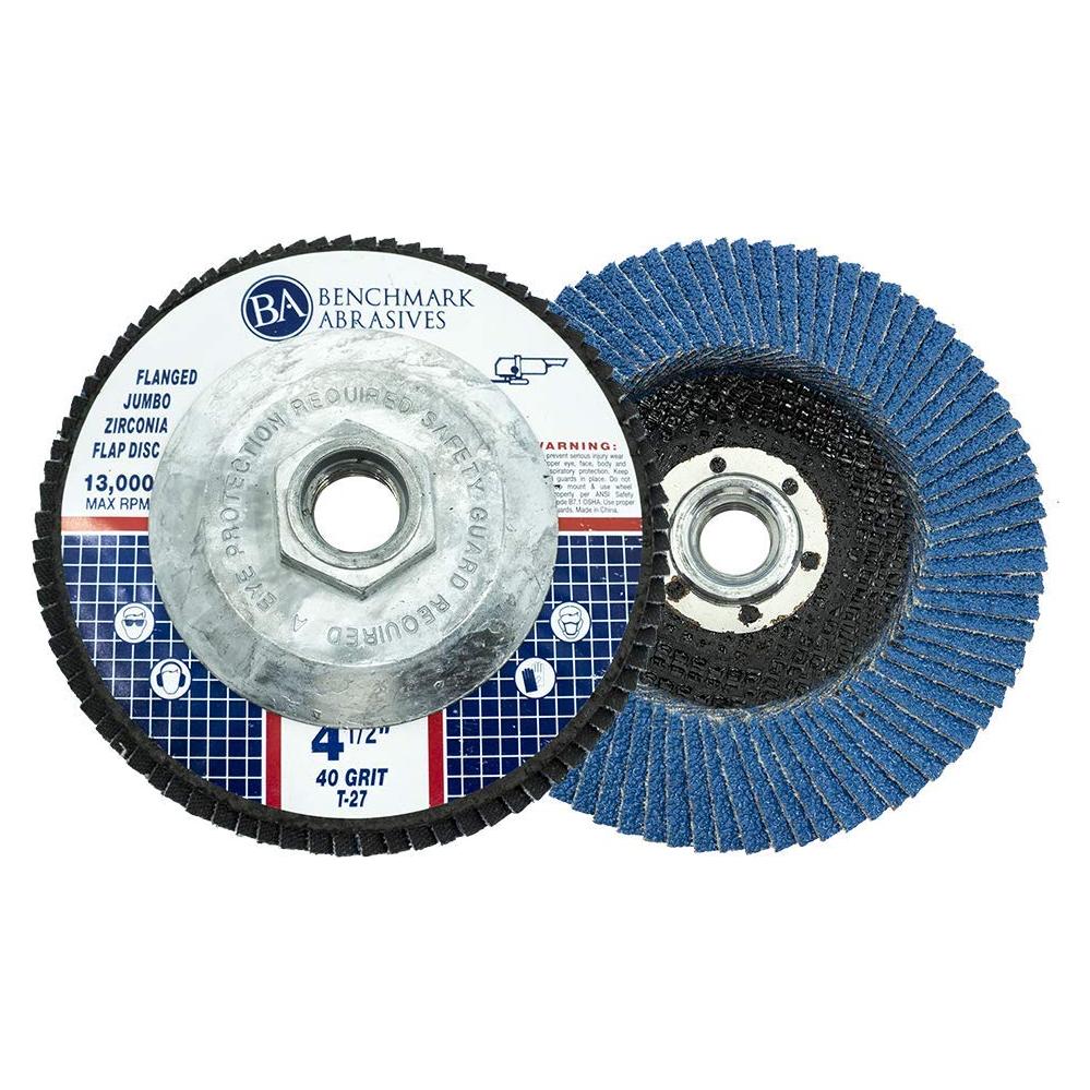 Discos de Aleta Jumbo Zirconia 4.5" 40 Grano Benchmark Abrasives