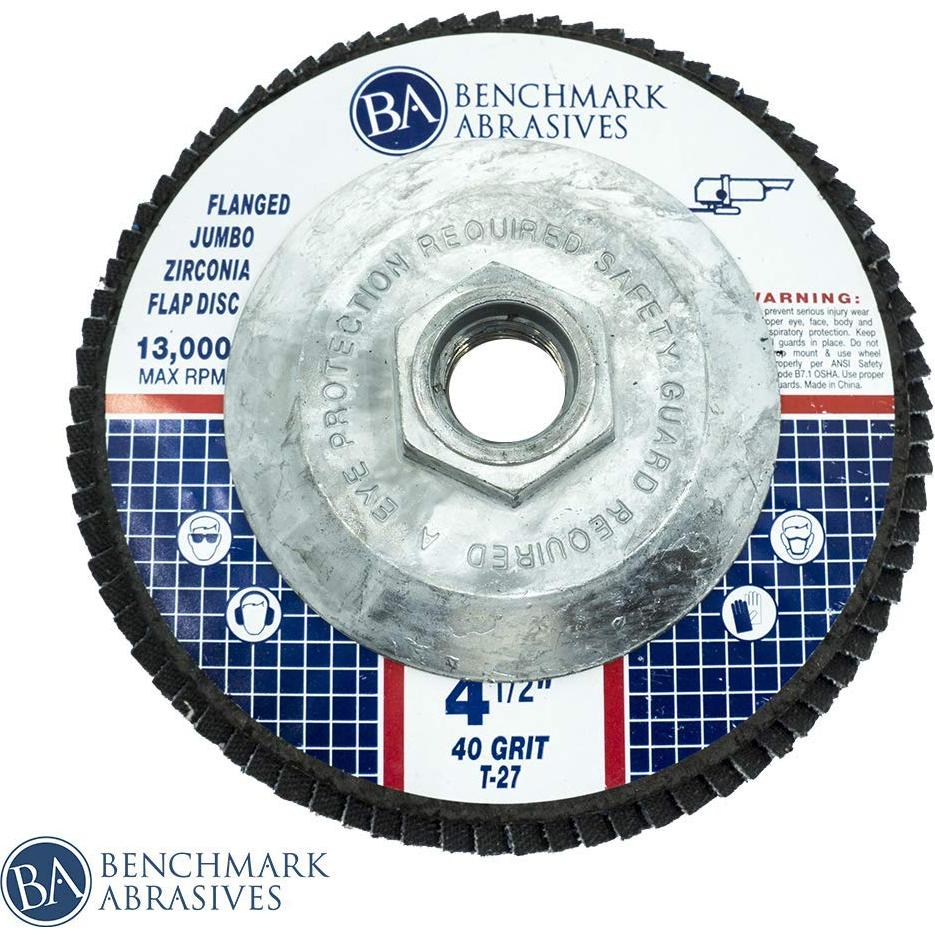 Discos de Aleta Jumbo Zirconia 4.5" 40 Grano Benchmark Abrasives