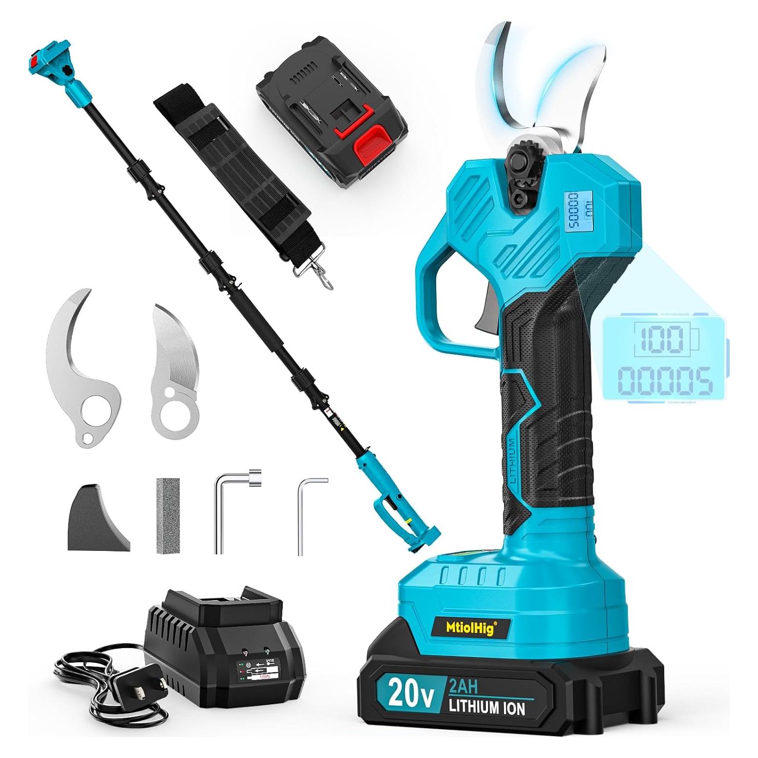 Tijeras de podar eléctricas MtiolHig 18V 2 en 1 con 2 baterías